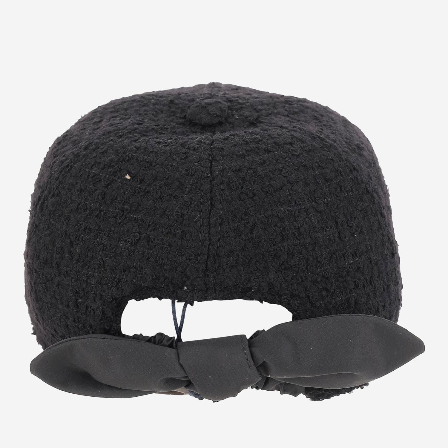Patou Black Textured Tweed Baseball Cap In Black