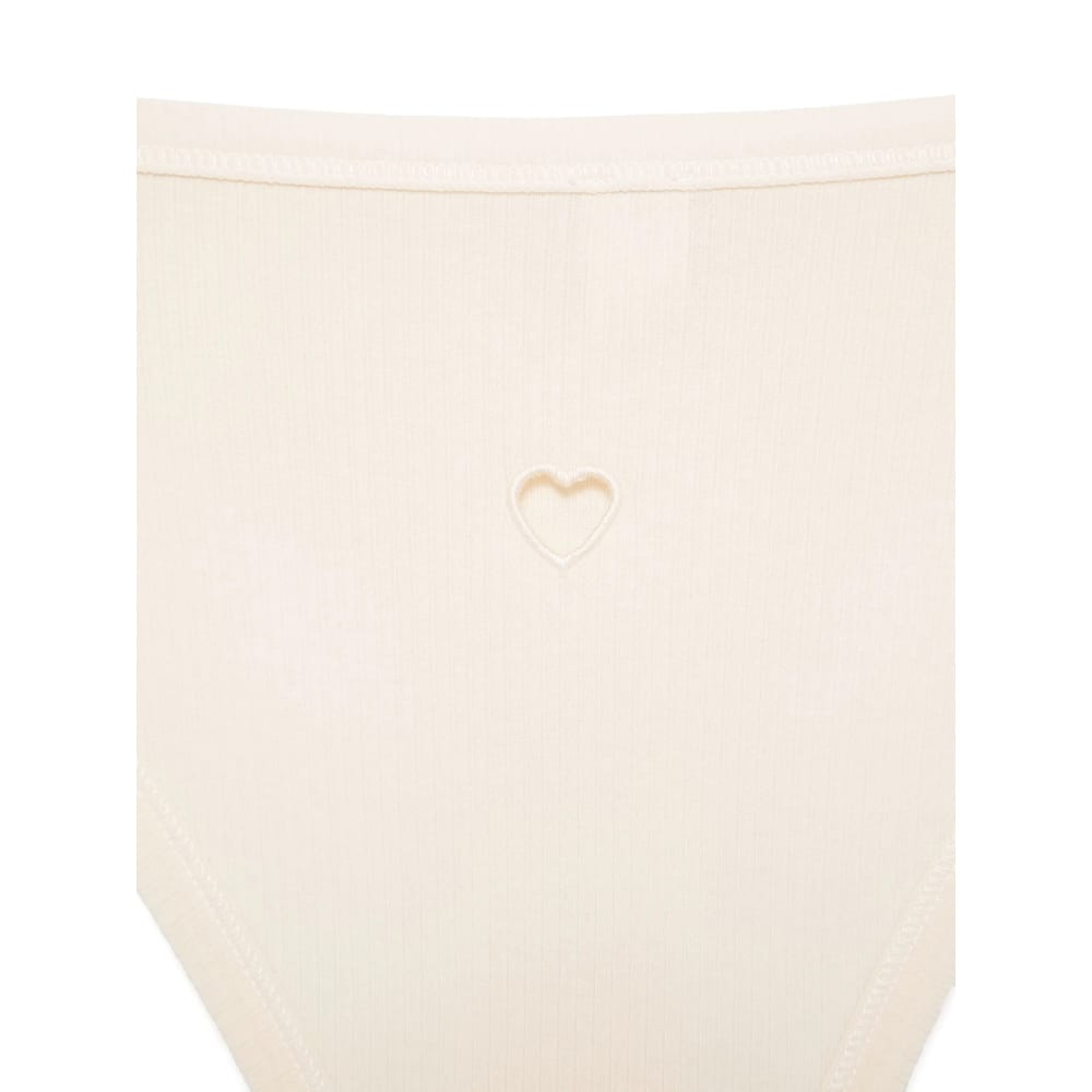 Baserange Heart Bell Fine-ribbed Thong In Metallic