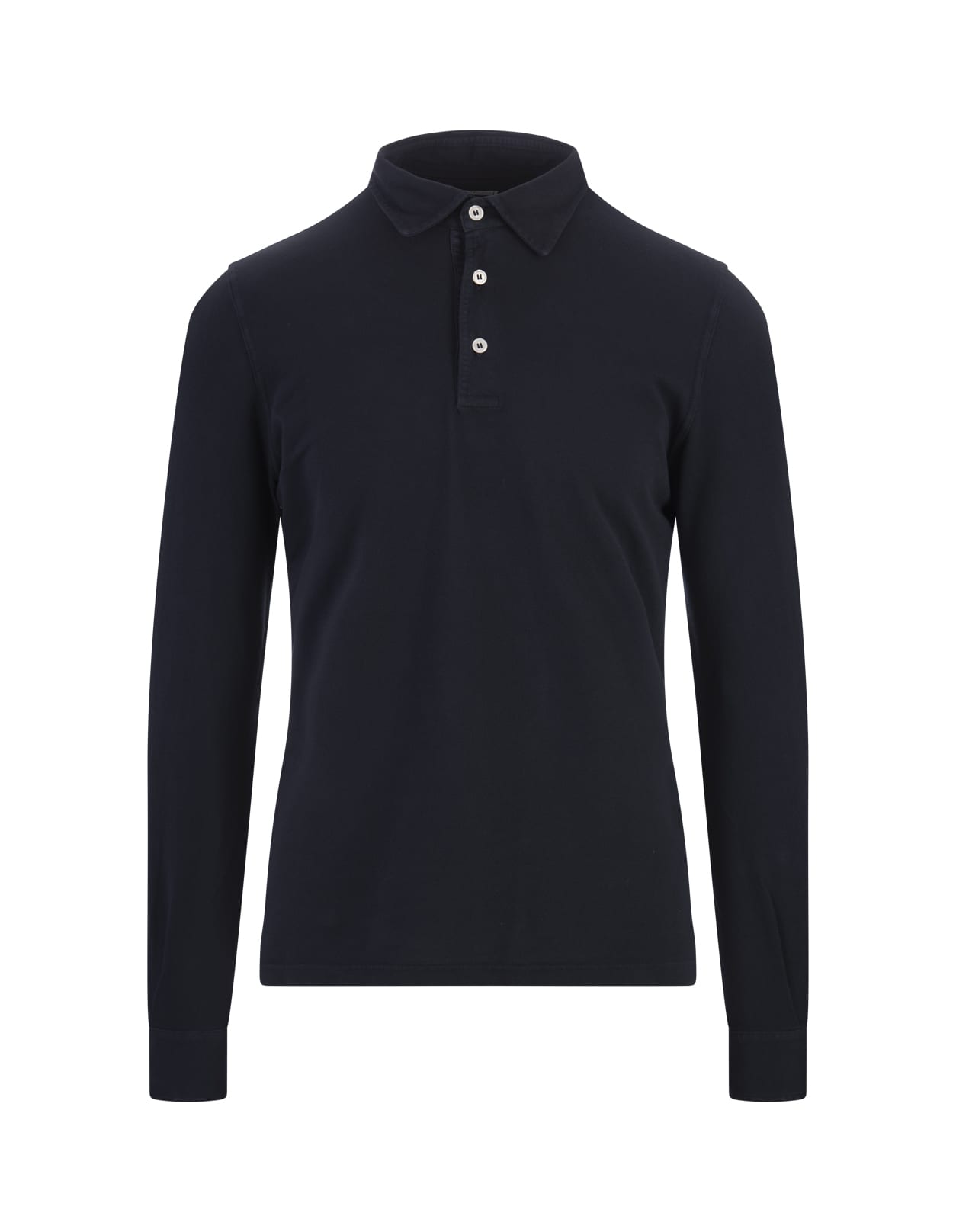 Shop Fedeli North Long-sleeved Polo Shirt In Blue Piquet