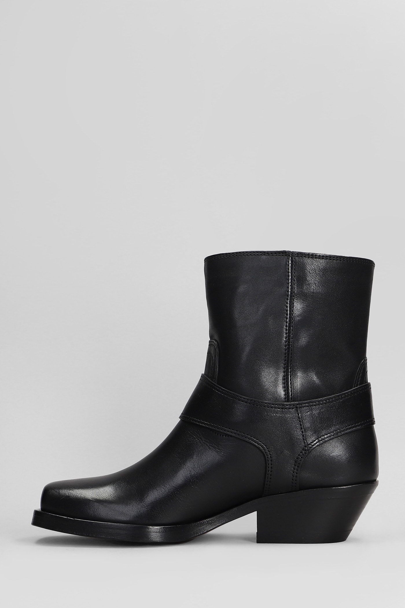 Shop Isabel Marant Akson Gaucho High Heels Ankle Boots In Black Leather