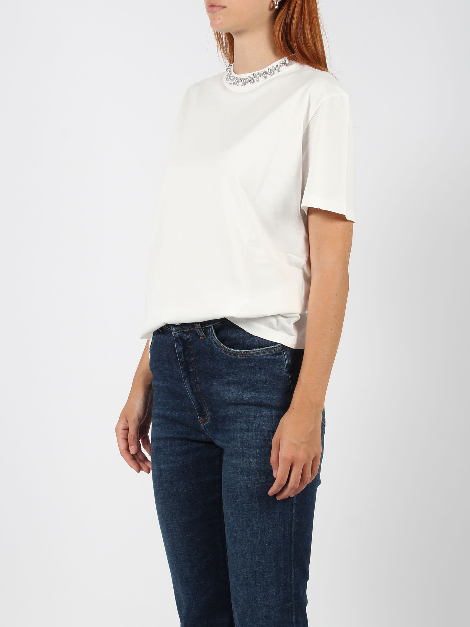 Shop Golden Goose Crystals T-shirt In White