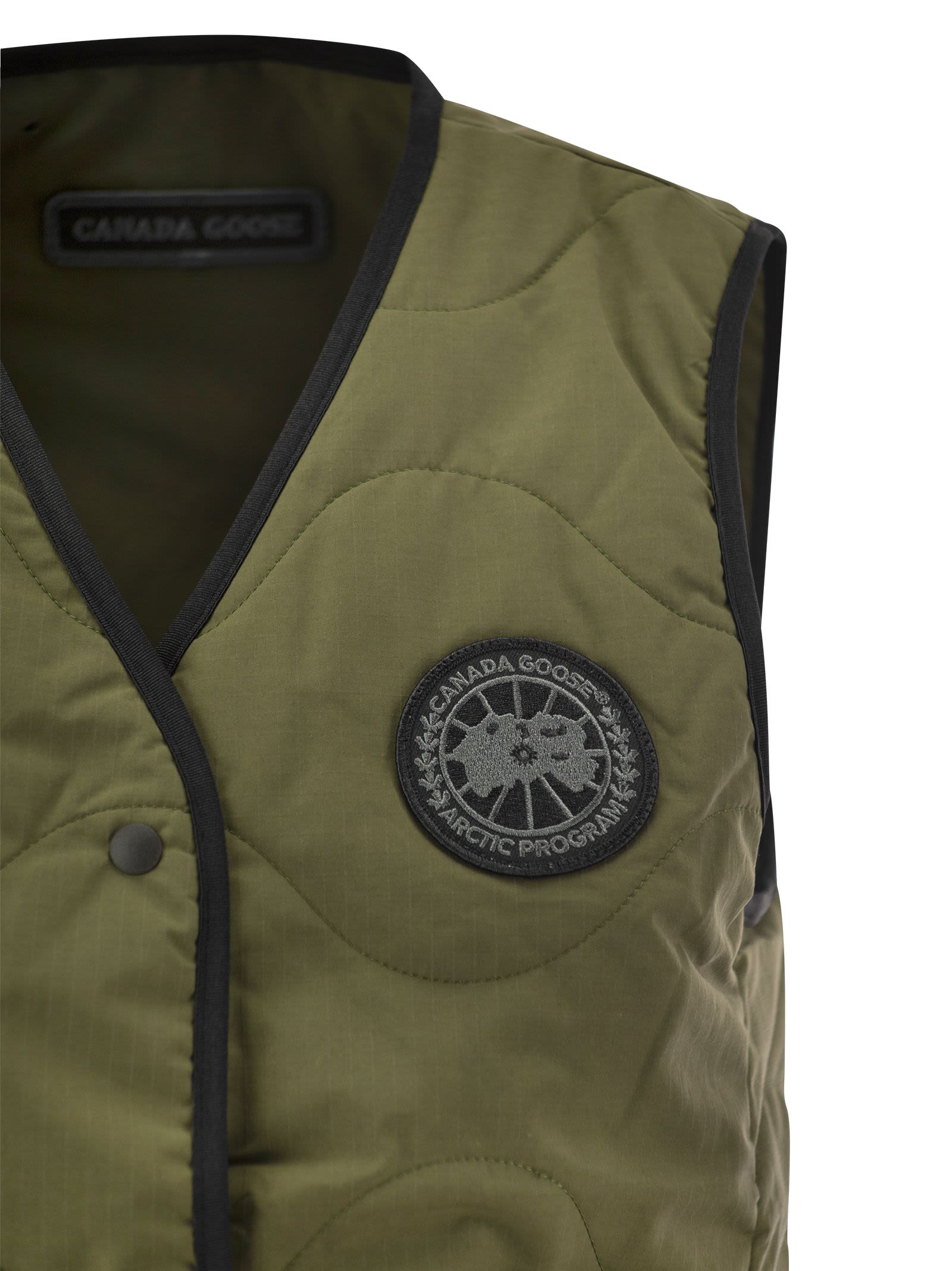 Shop Canada Goose Annex Liner - Vest With Black Badge In Military Green