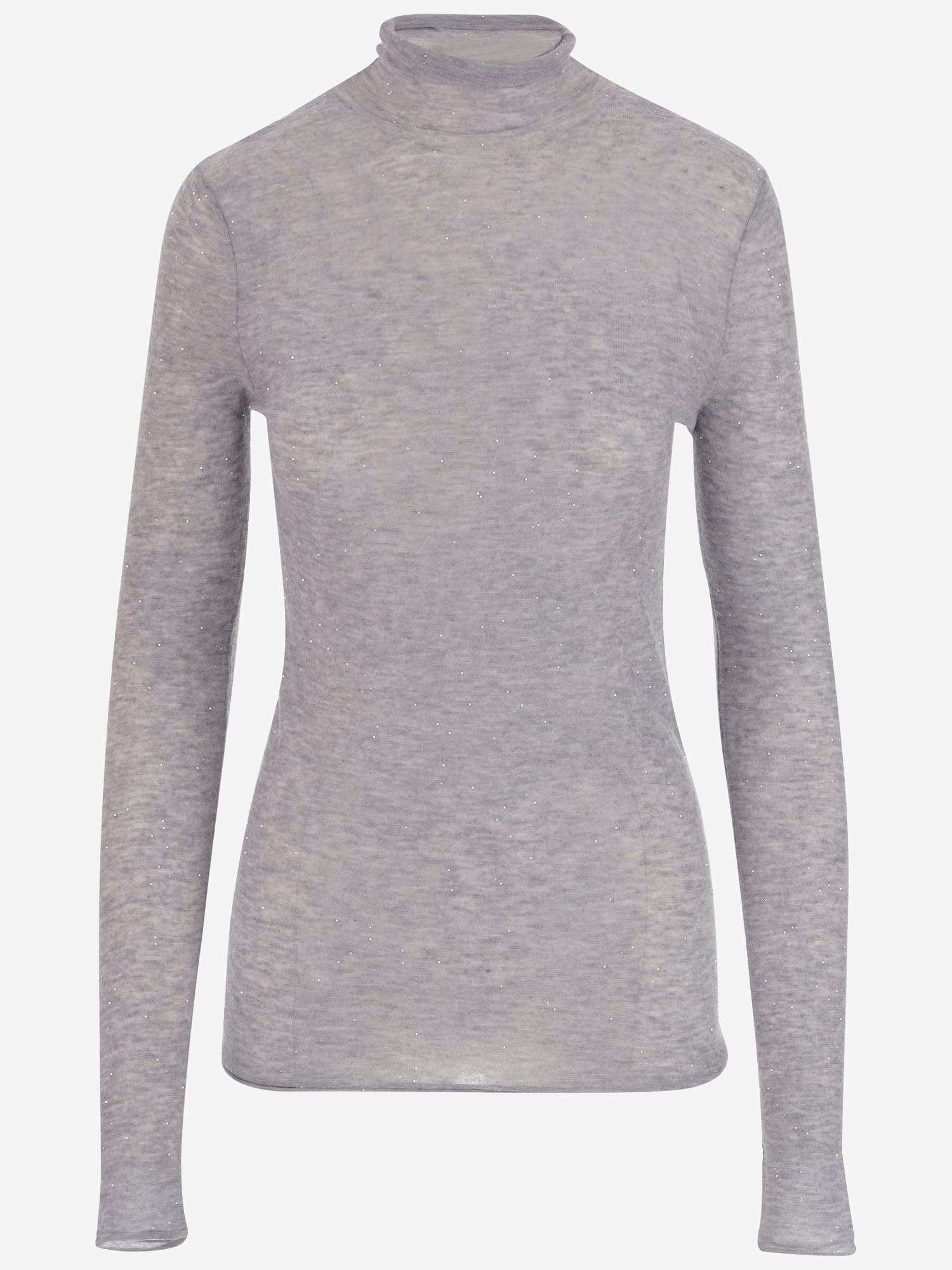 Pinko Semi-sheer Wool Sweater In Gray