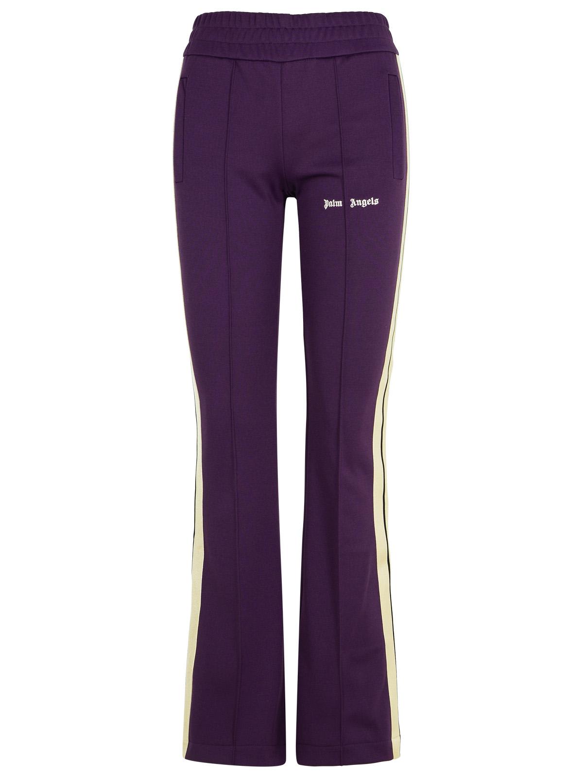 Shop Palm Angels Jogger Purple Polyester Pants In Violet