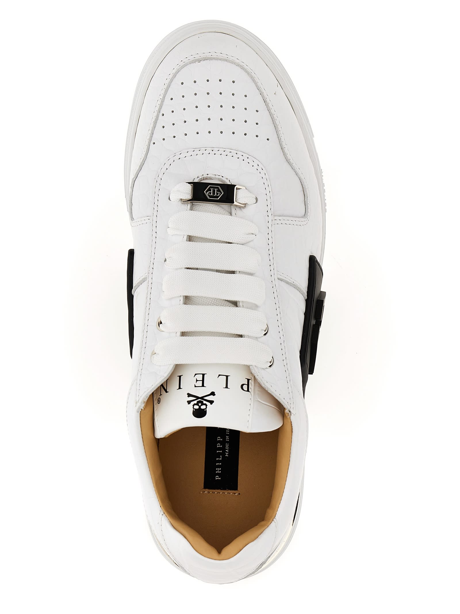 Shop Philipp Plein Hexagon Sneakers In White/black