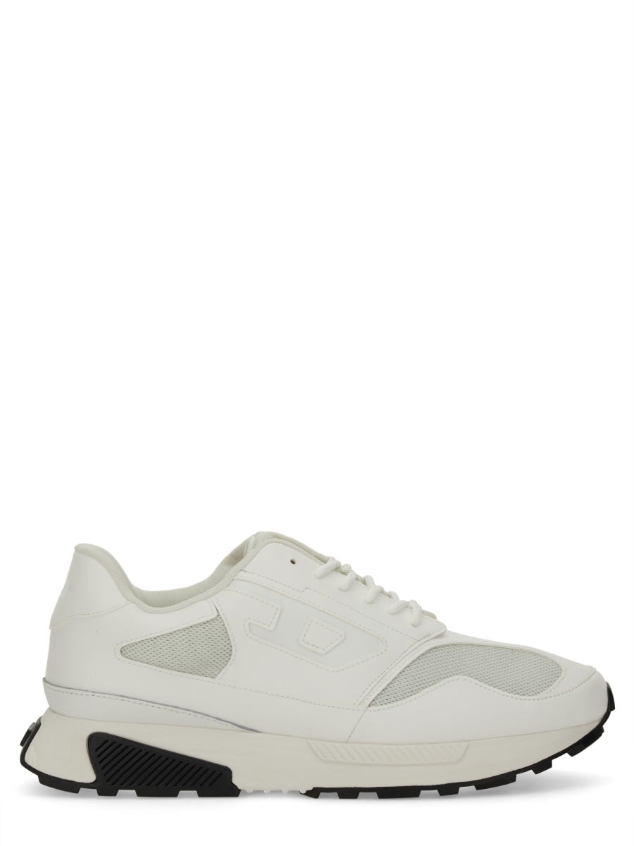 Diesel Controlled Mesh Panels Round Toe Sneaker In White