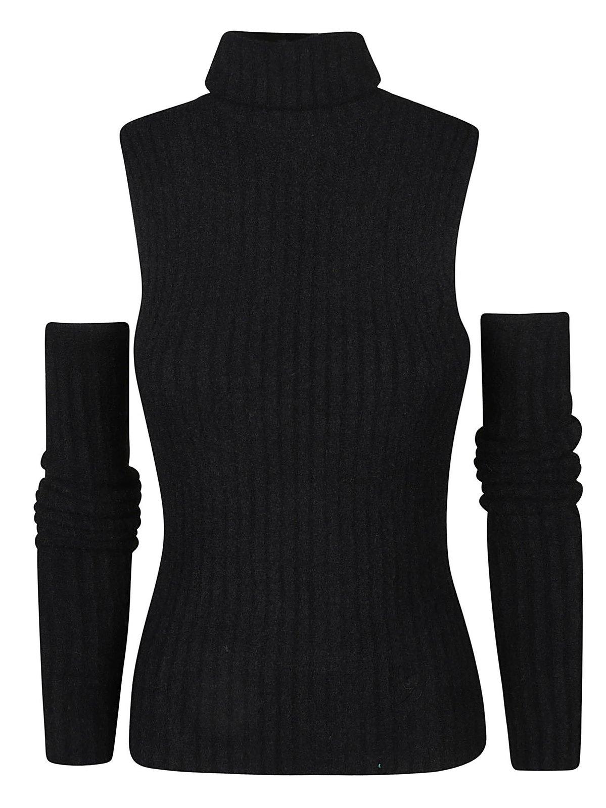 Cut-out Roll Neck Knitted Top