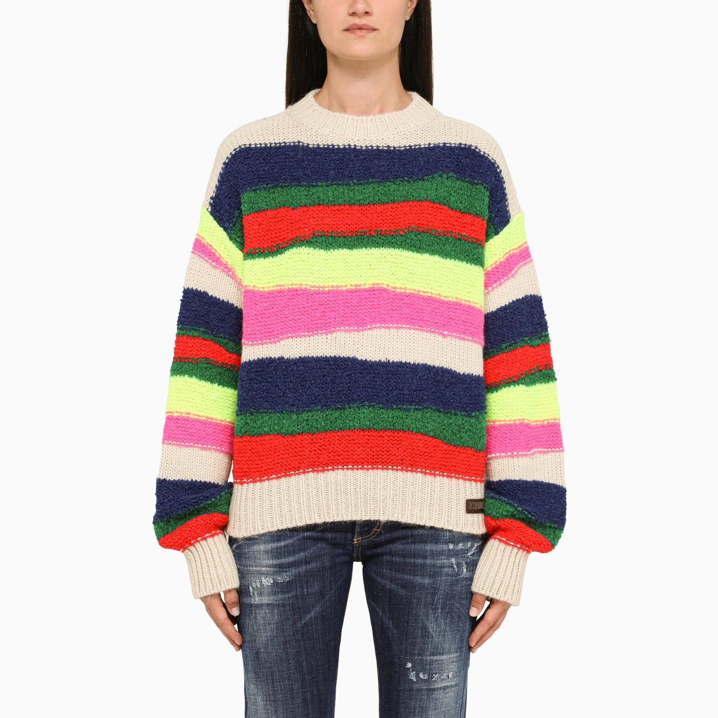 Multicoloured Striped Crew-neck Sweater