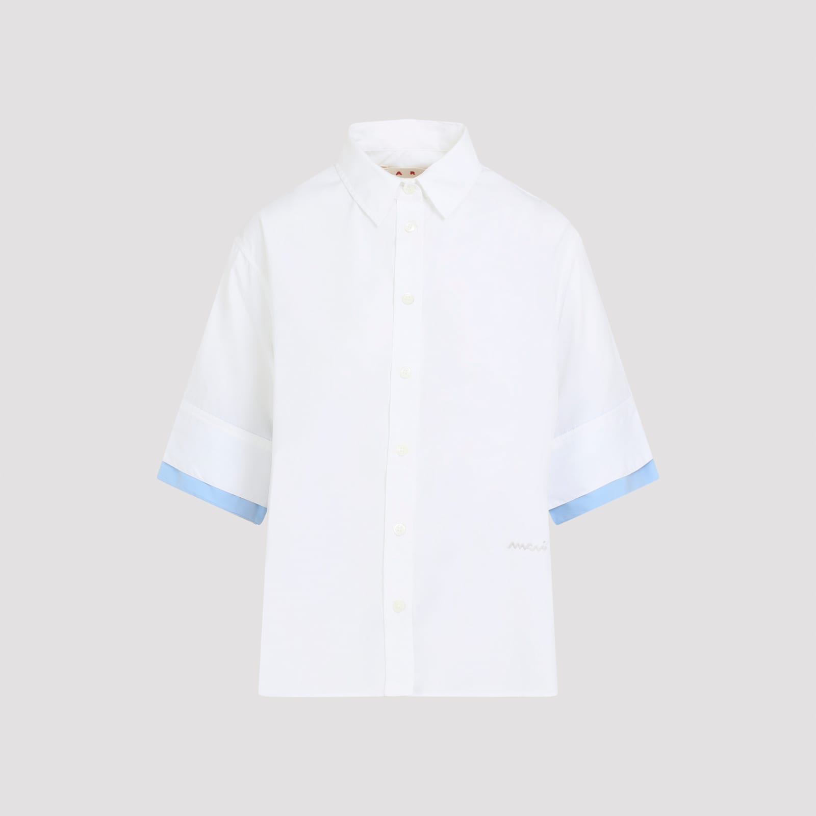 Marni Button-up White Poplin Shirt With Double-layer Cuffs In White