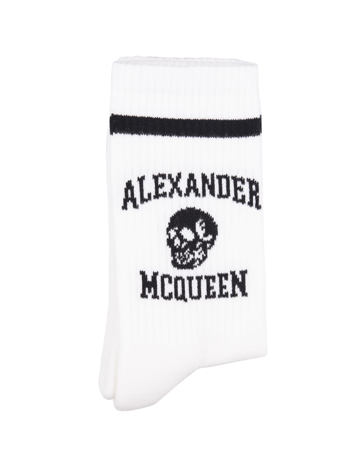Alexander Mcqueen Logo Skull Socks In White