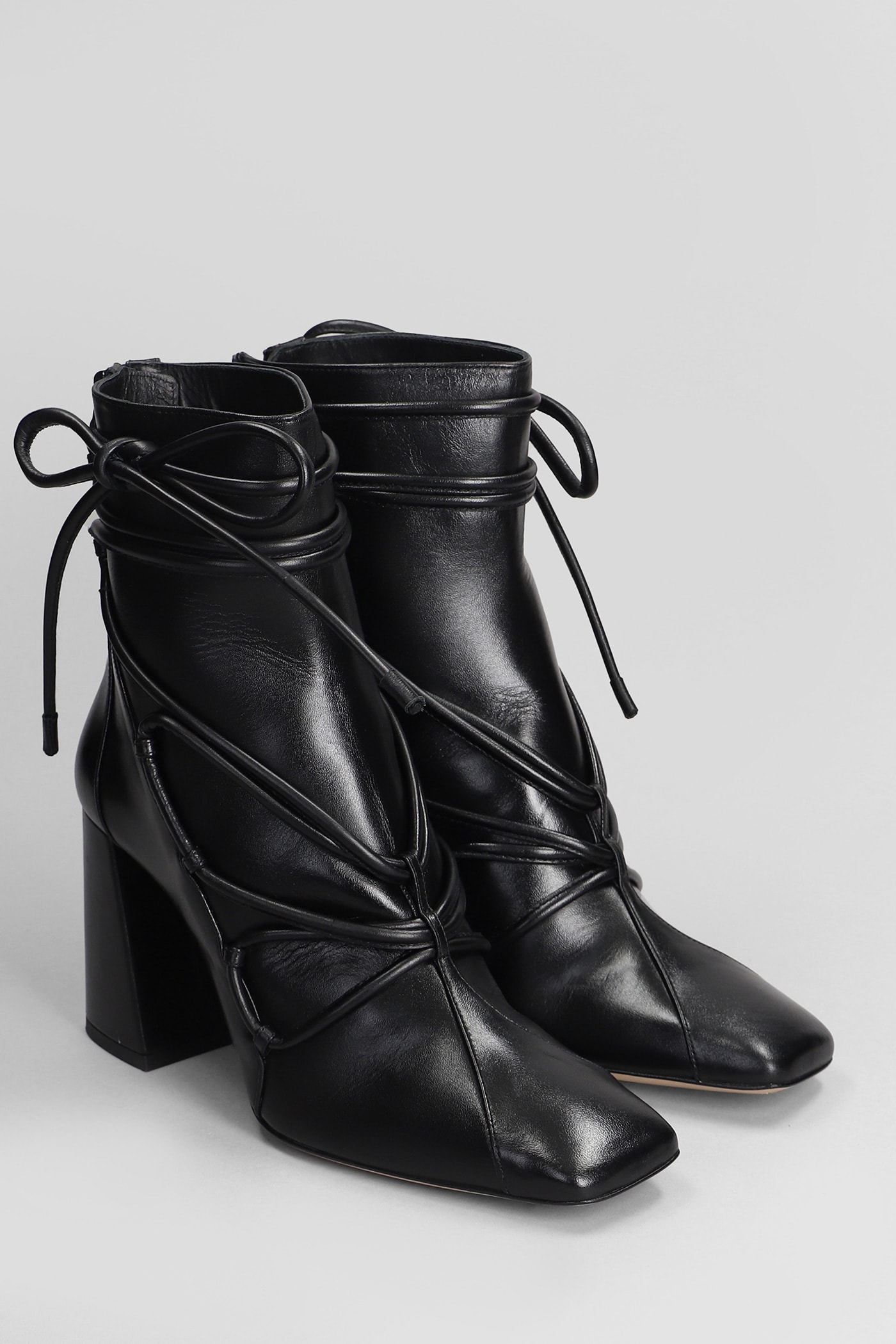 SOPHIA WEBSTER HAVANNA HIGH HEELS ANKLE BOOTS IN BLACK LEATHER 