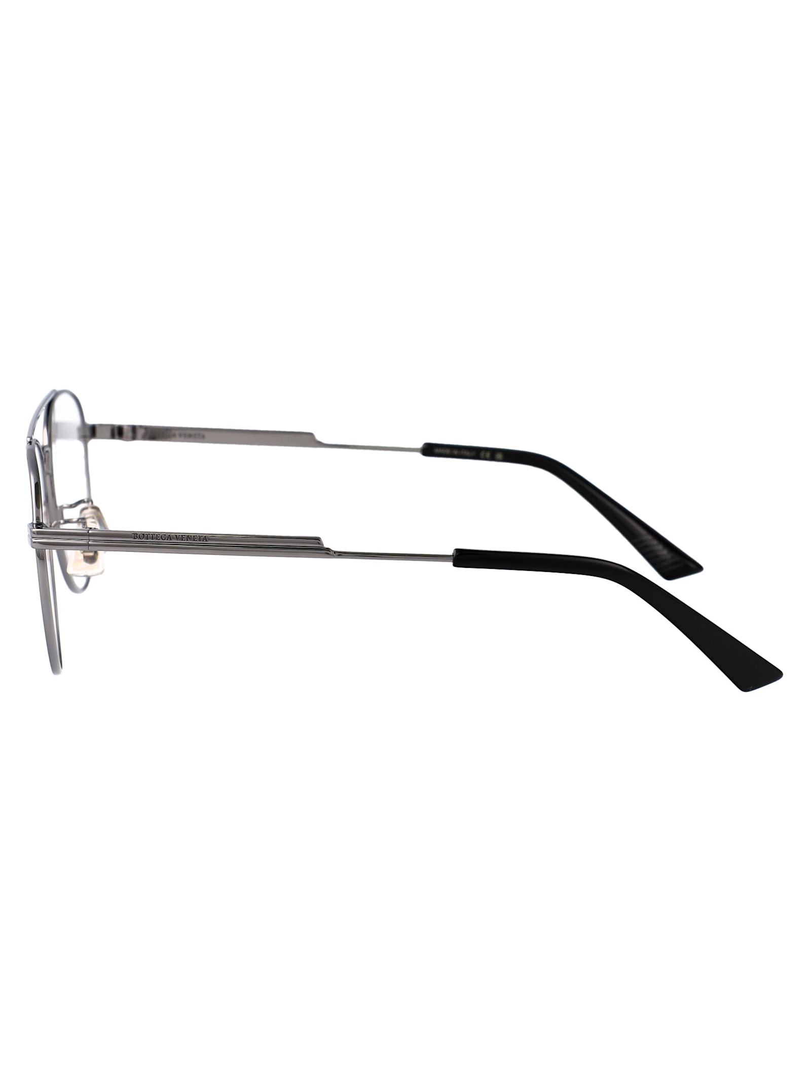 Bottega Veneta Ruthenium-ruthenium-transparent Metal Glasses In Metallic