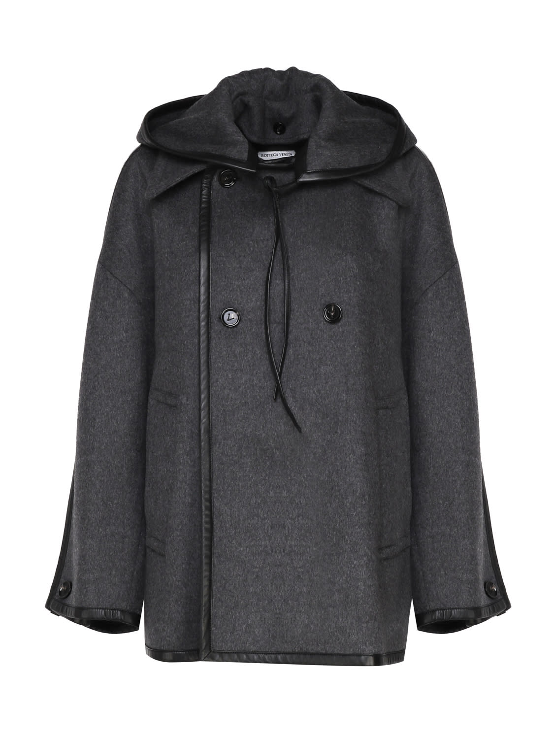 Shop Bottega Veneta Double-breasted Wool Cape In Grey