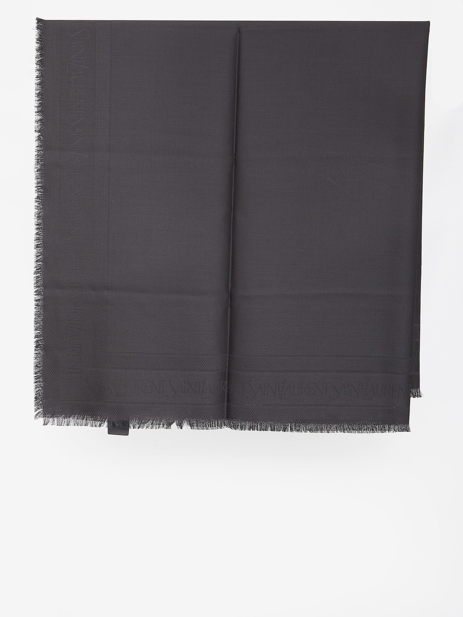 Shop Saint Laurent Large Square Scarf In Black