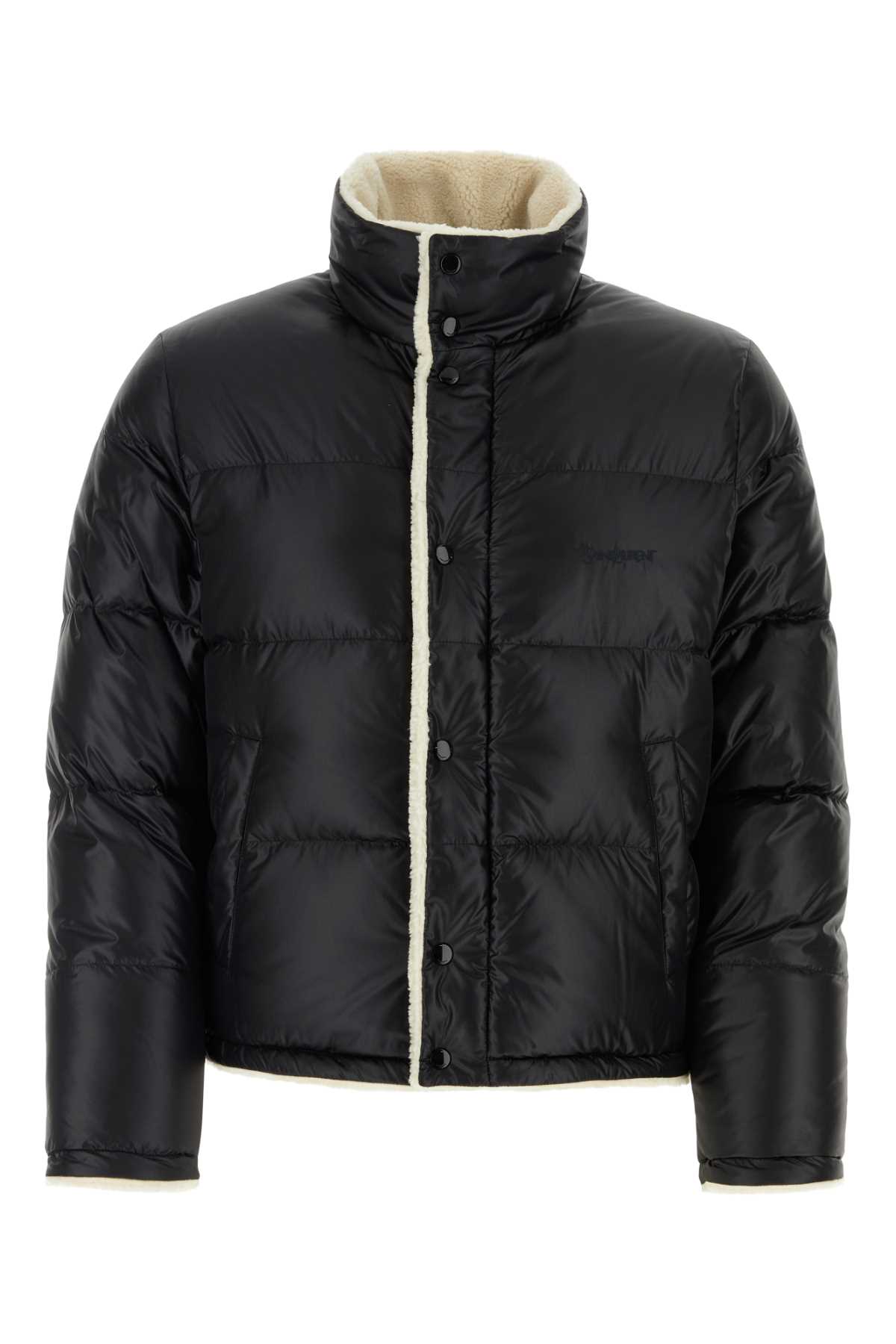 Shop Saint Laurent Black Nylon Down Jacket In Noirbrillant