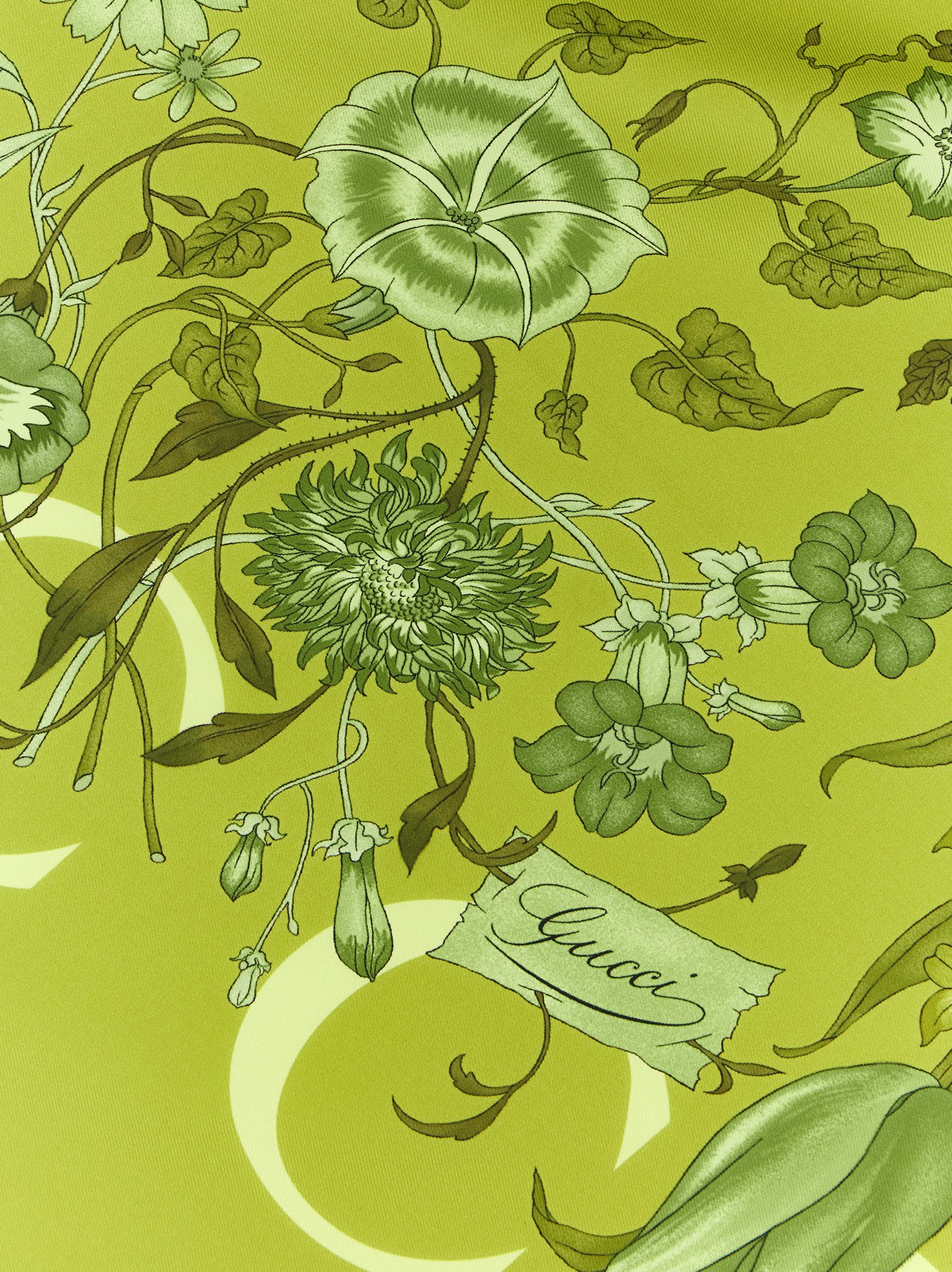 Gucci Floral Silk Square Scarf In Green