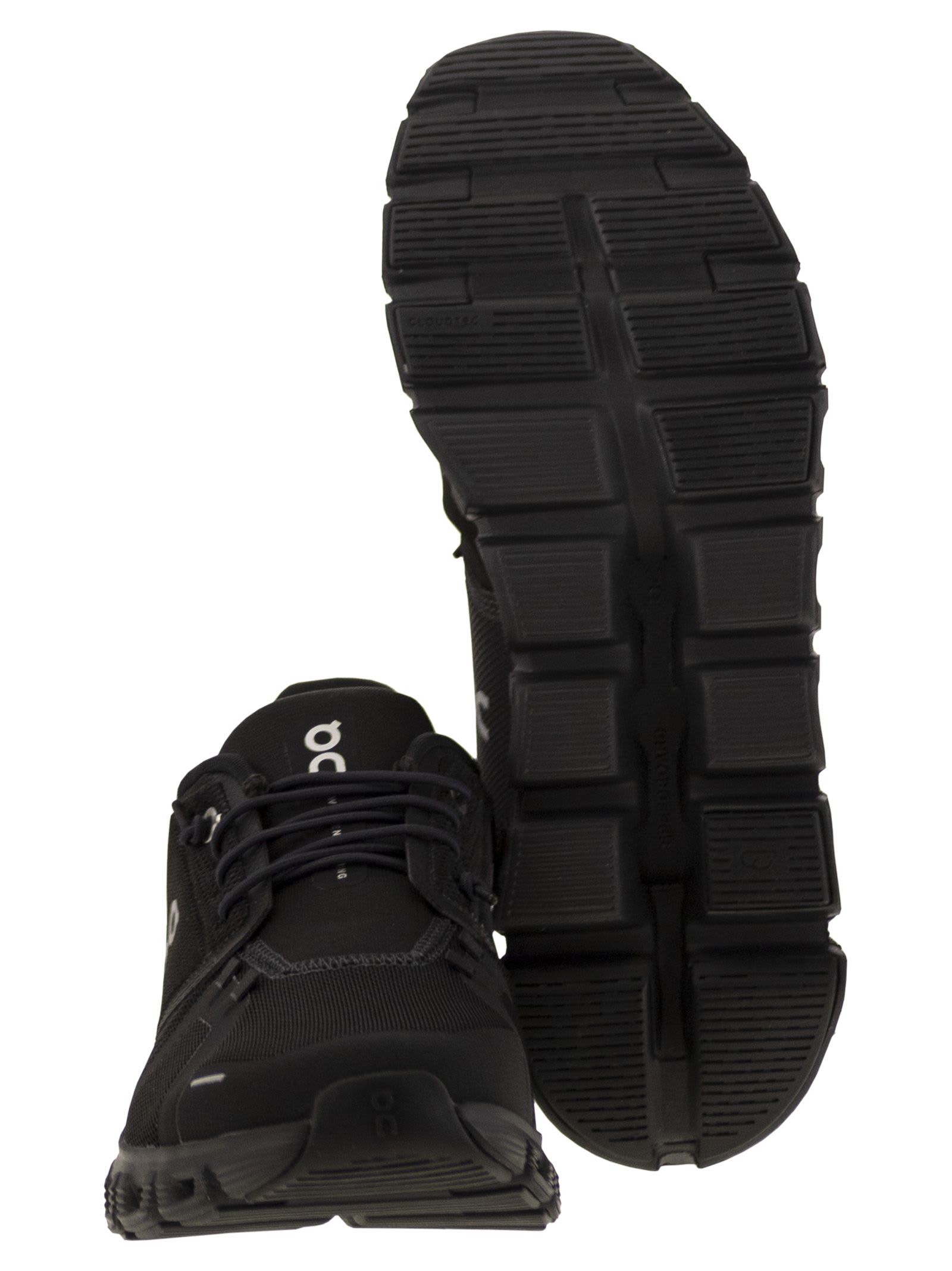 On Cloud 6 Wp Rubber-trimmed Stretch-knit Slip- Sneakers In Black