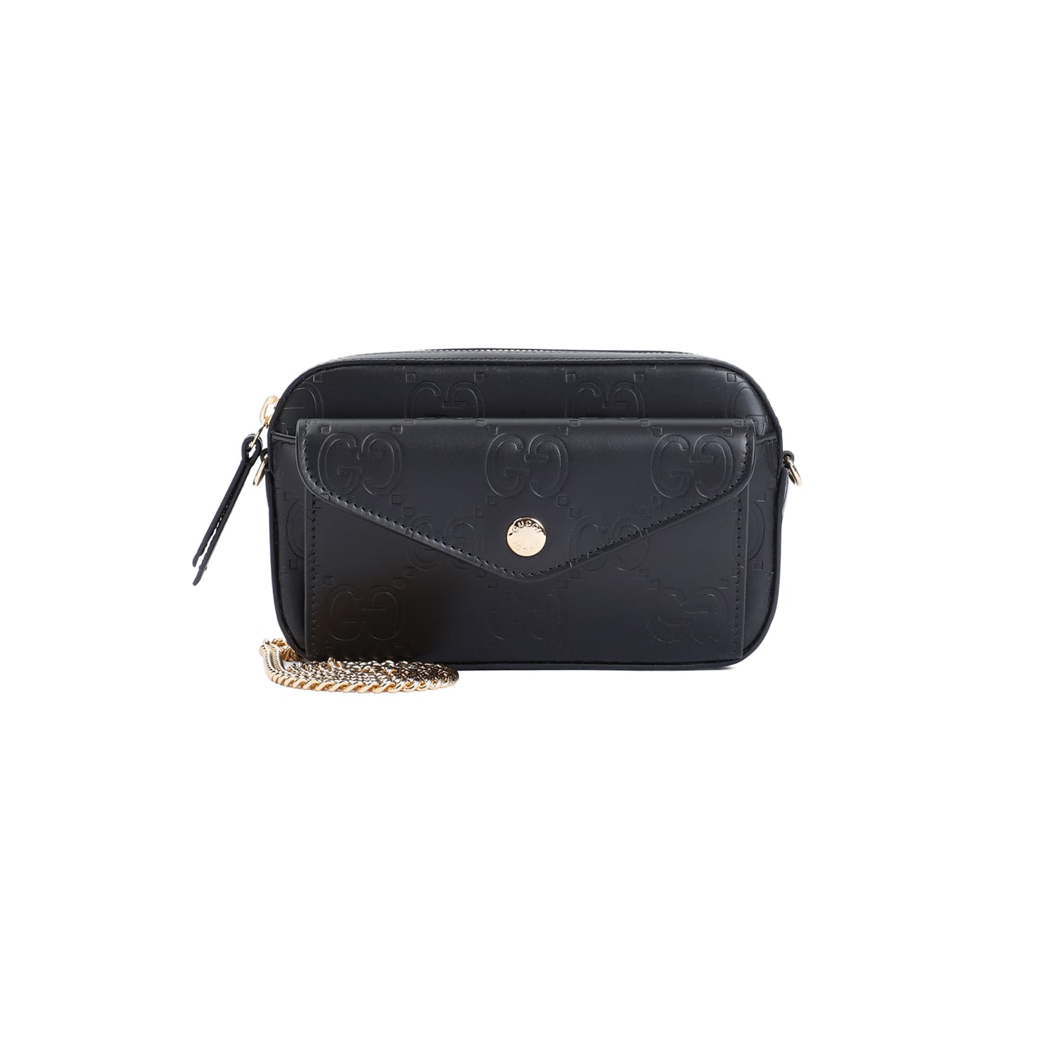 Shop Gucci Gg Leather Mini Bag In Black