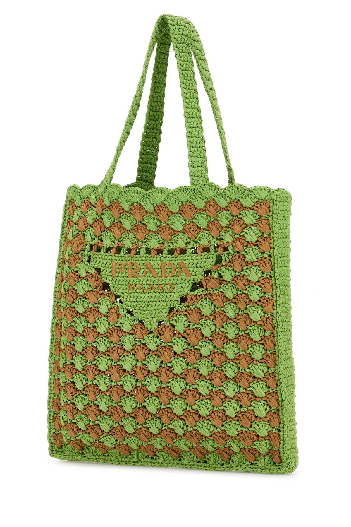 Prada Two-tone Raffia Shopping Bag In Multi