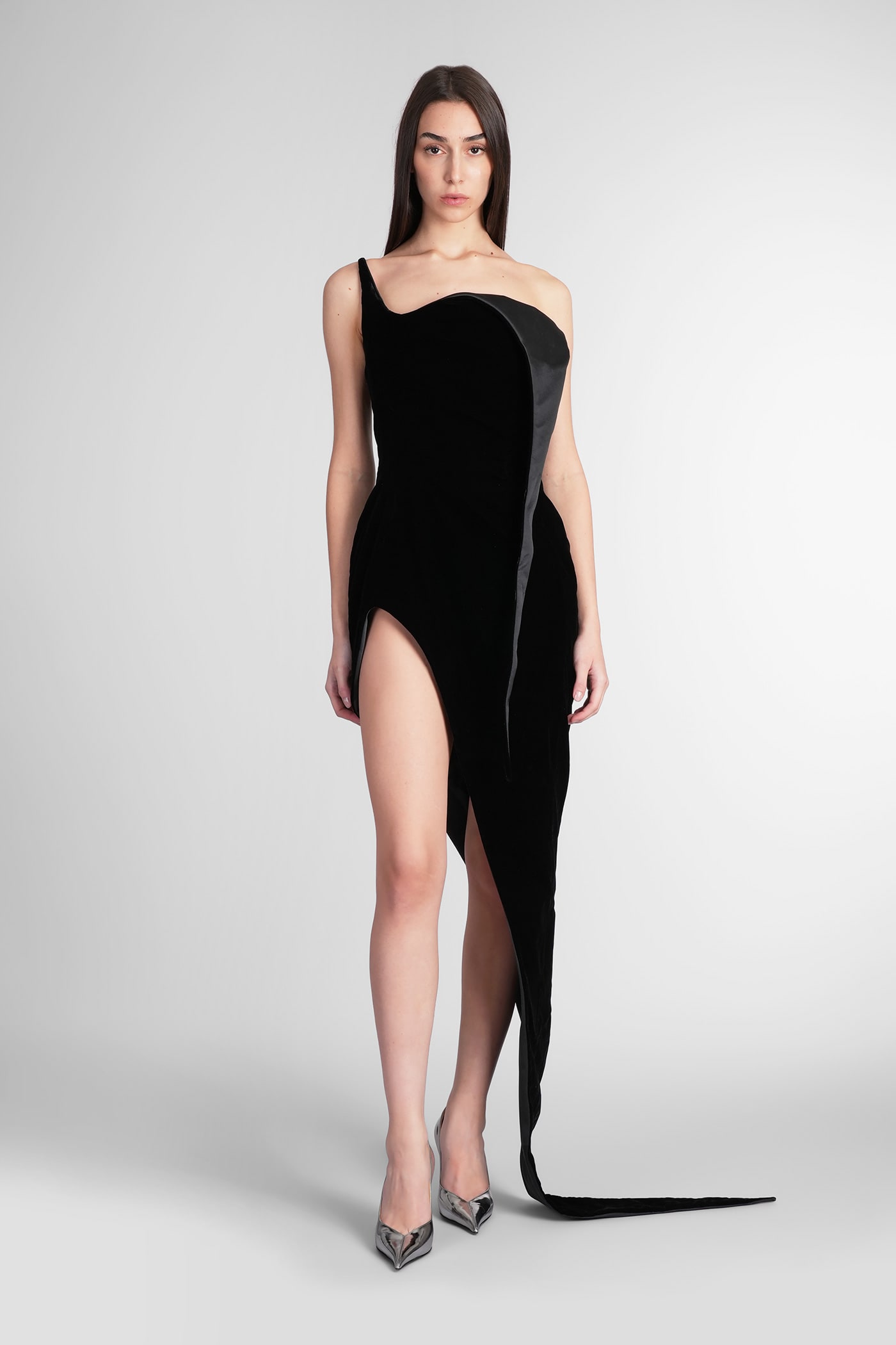 Shop Mugler Dress In Black Velvet