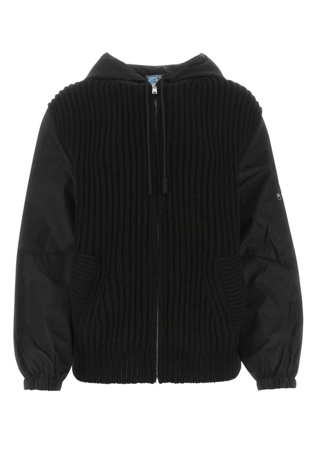 Prada Contrasting Front-zip Hooded Jacket