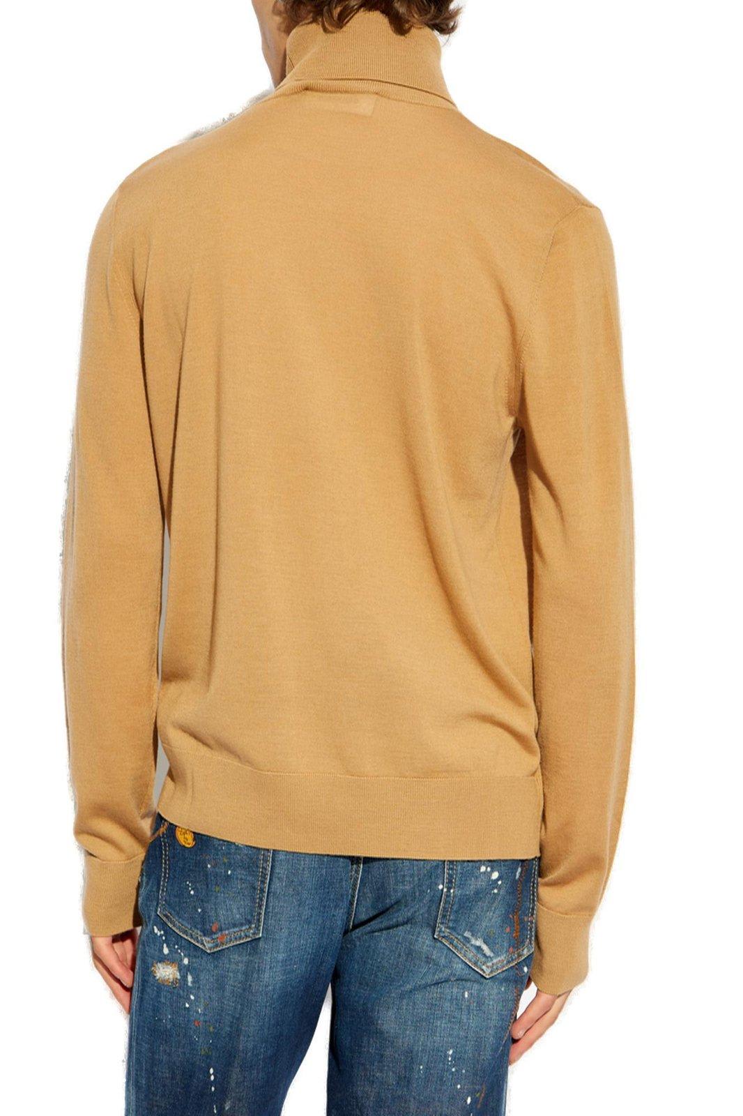 Shop Dsquared2 Roll-neck Knitted Jumper In Sand