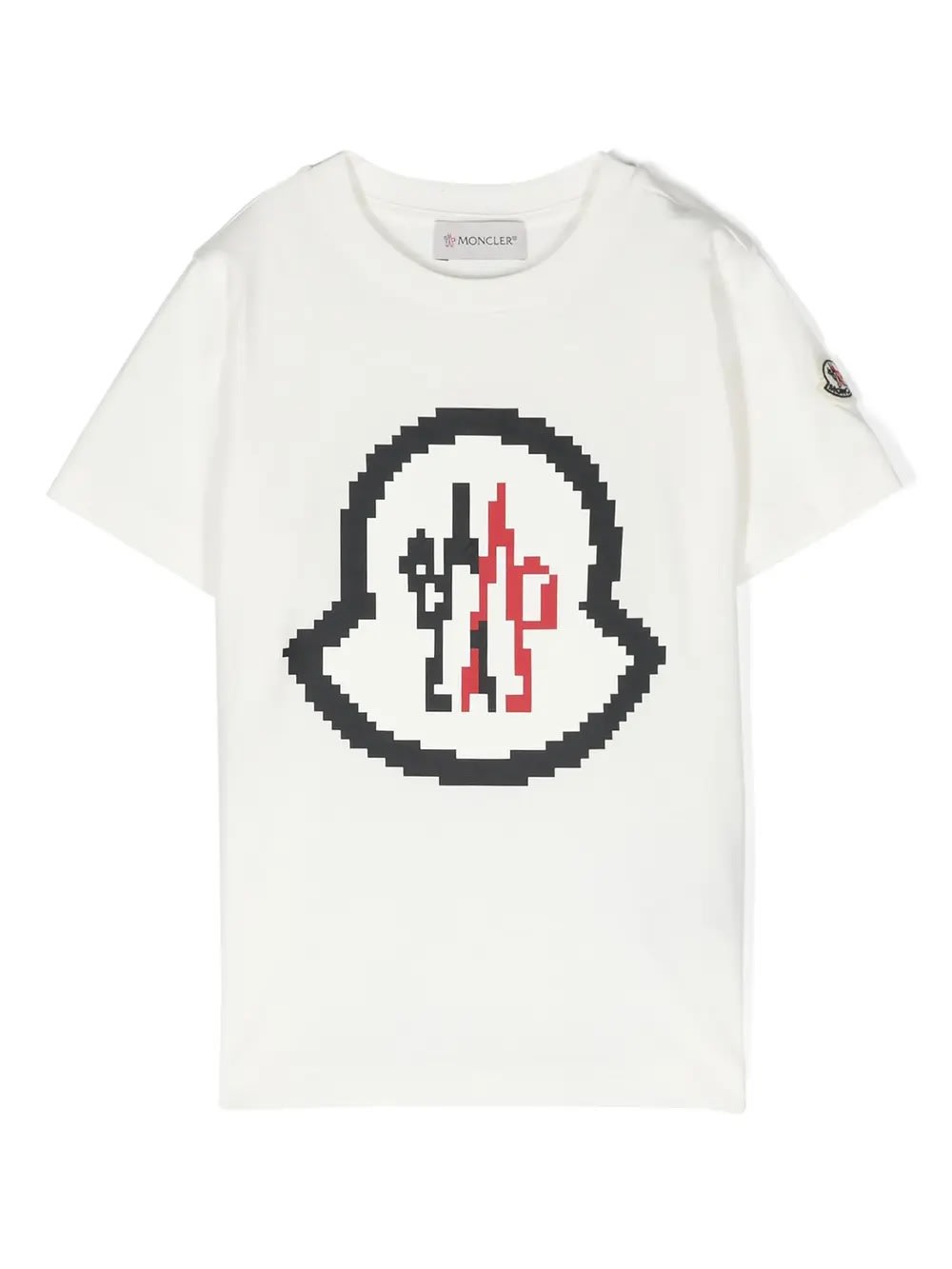 Shop Moncler White T-shirt With Pixel Logo
