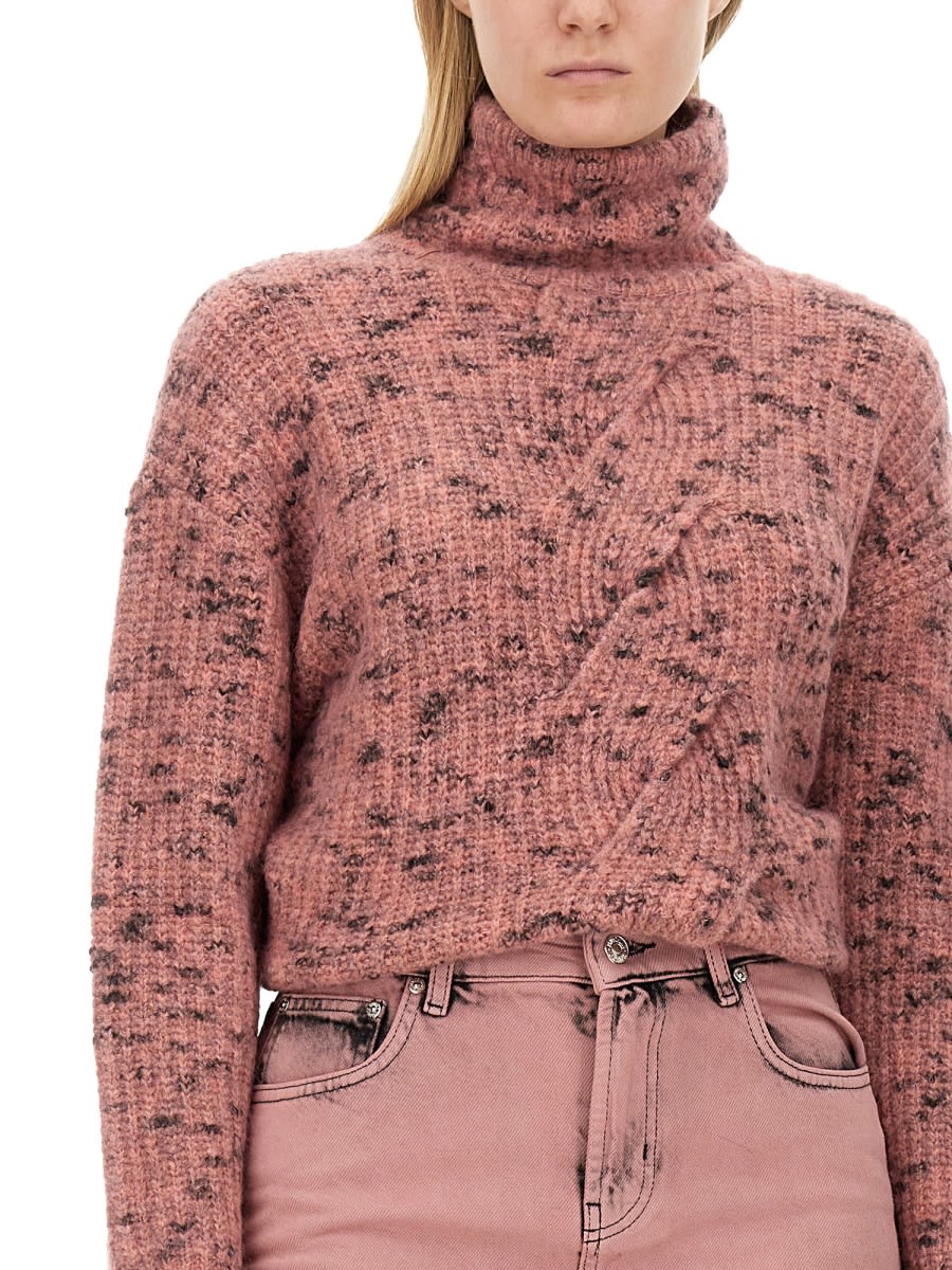 Moschino Pink Wool Blend Turtleneck Sweater In Pink