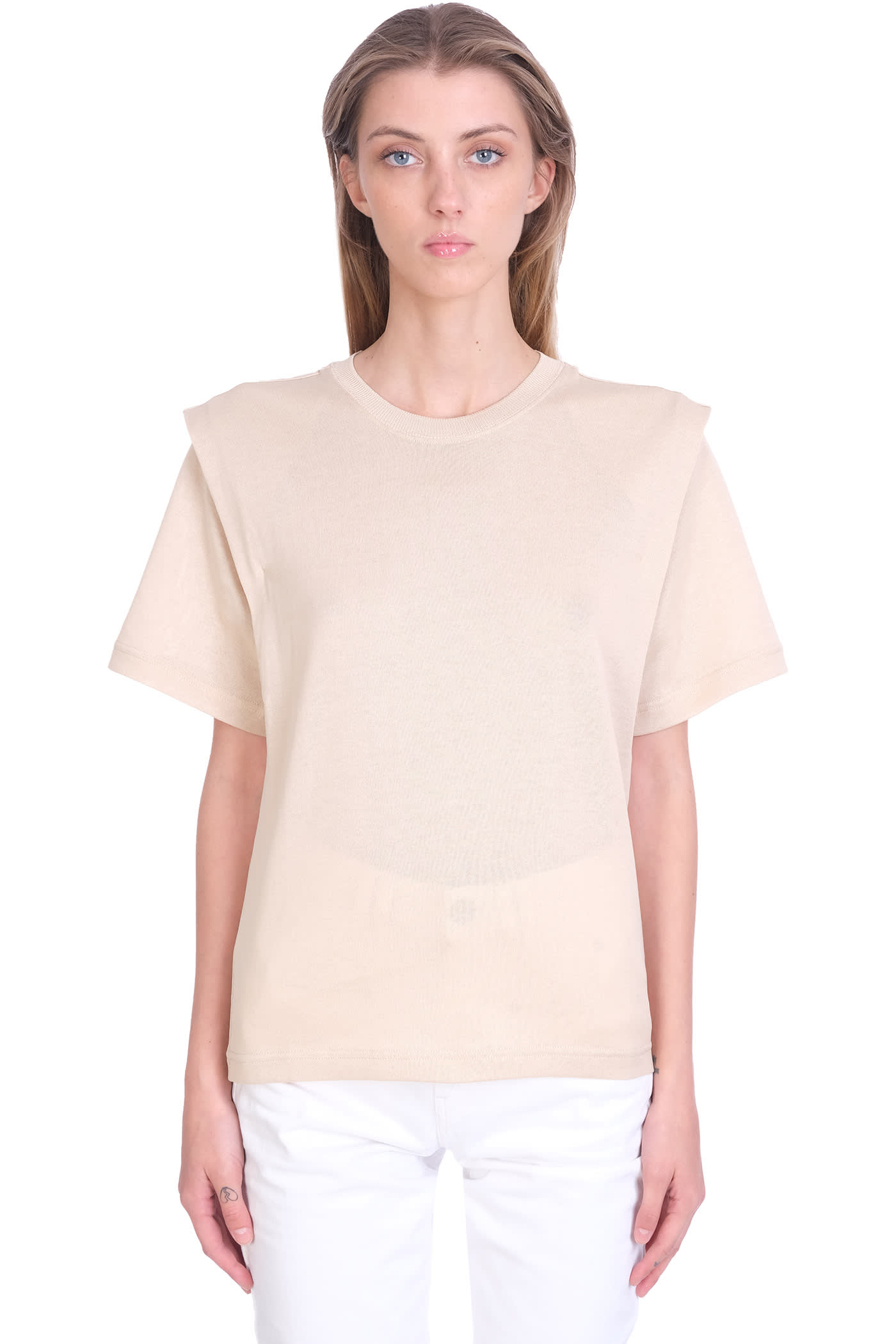 Isabel Marant Zelitos T-shirt In Beige Cotton