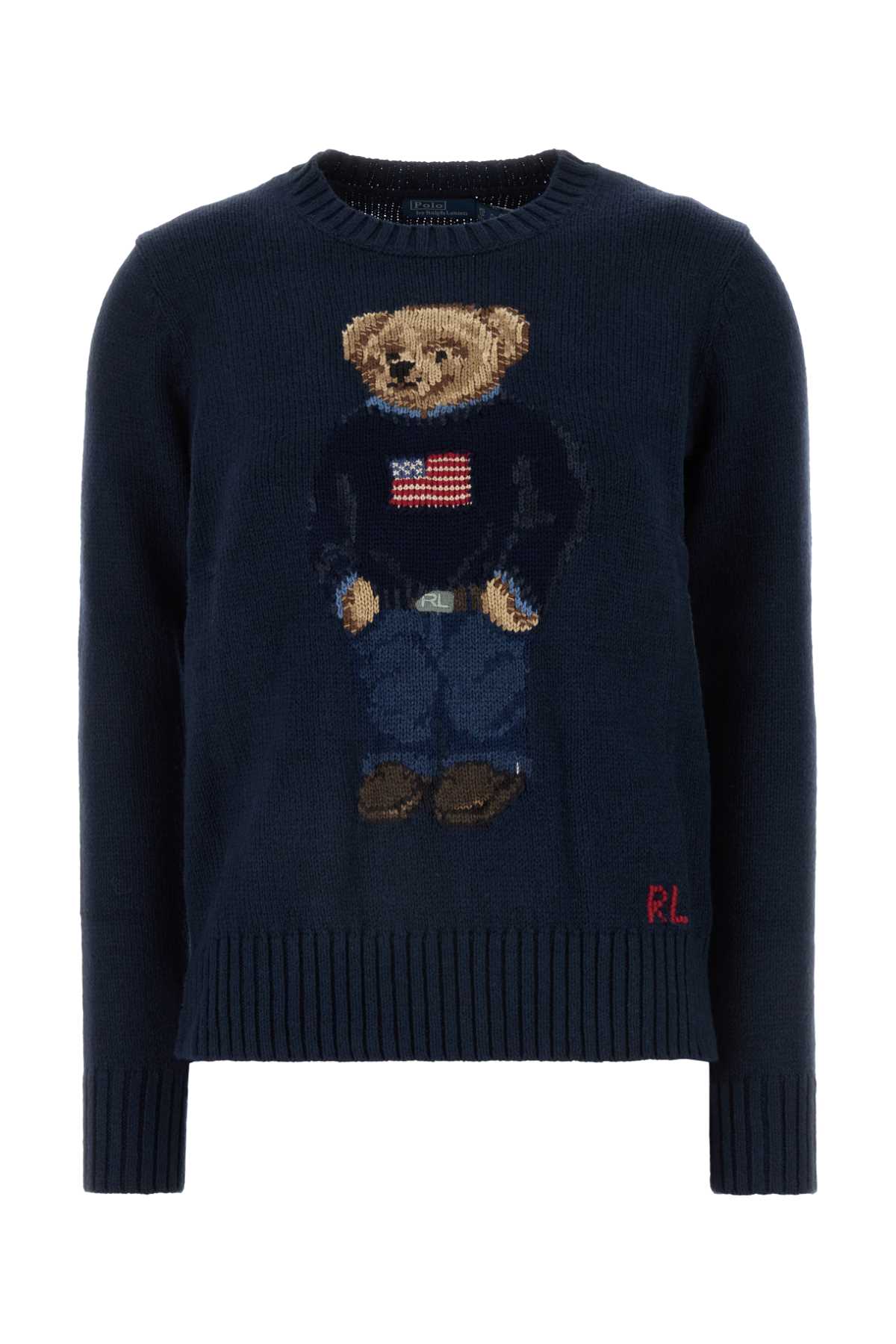 Shop Polo Ralph Lauren Navy Blue Cotton Blend Sweater In Navymulti