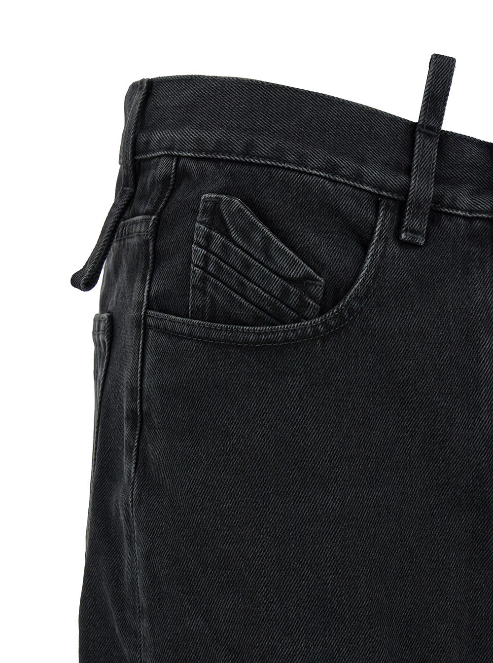 Shop Attico Midi Black Skirt With Maxi Cut-out In Denim Woman