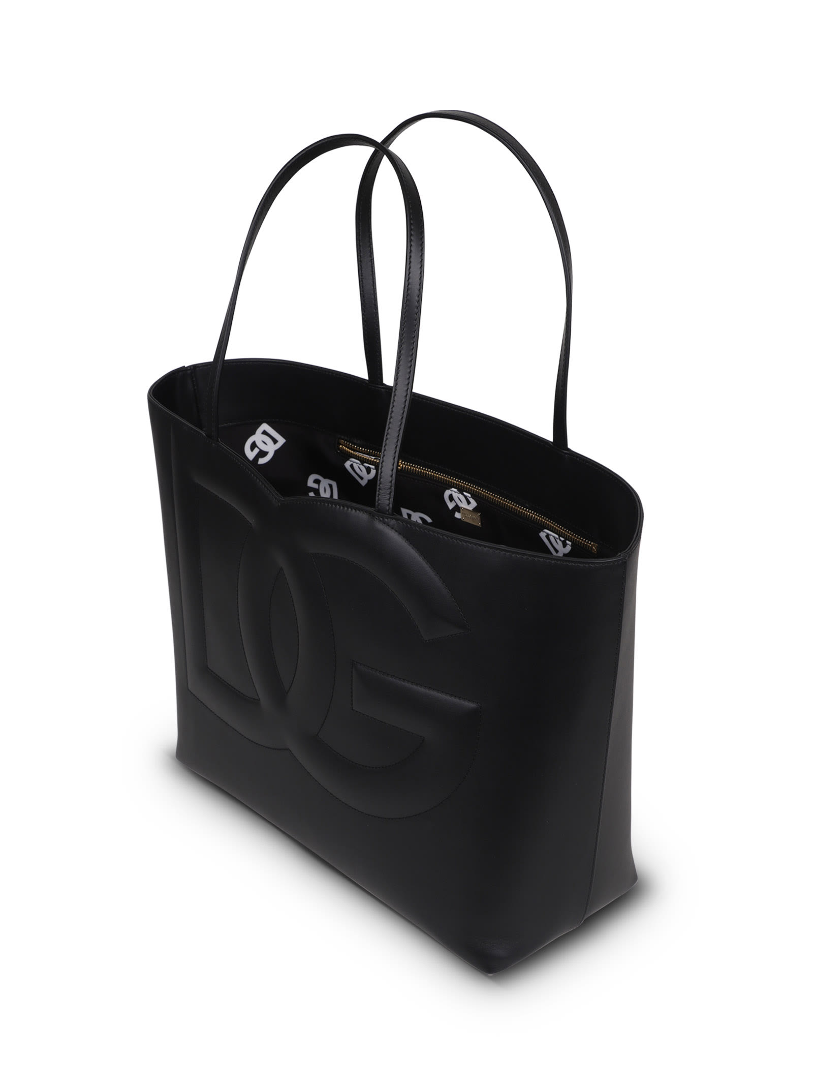Shop Dolce & Gabbana Medium Dg Logo Shopper Bag In Black