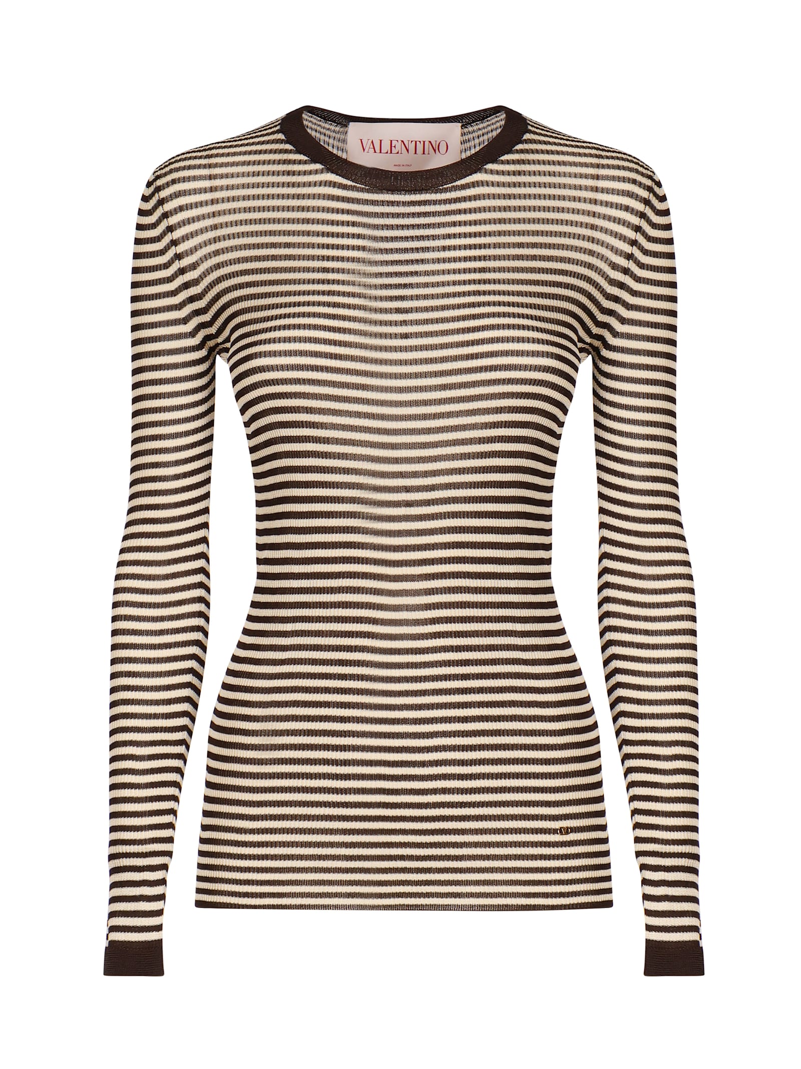 Valentino Striped Jersey In Brown