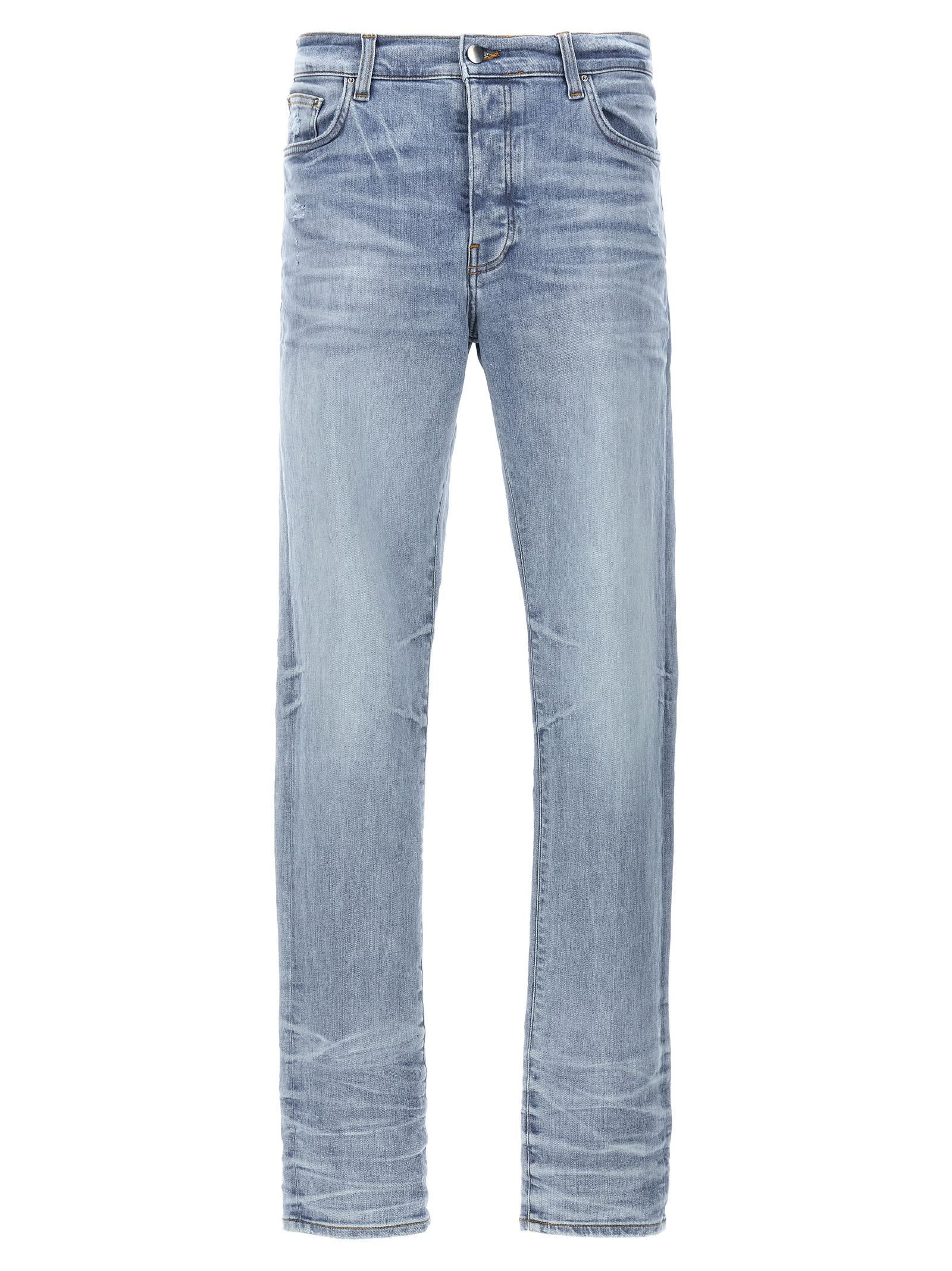 Shop Amiri Stack Jeans In Light Blue