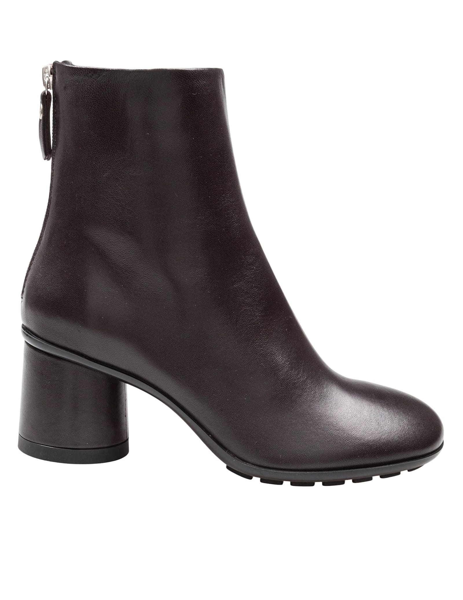 Softy Curvy Leather Ankle Boots In Dark Brown