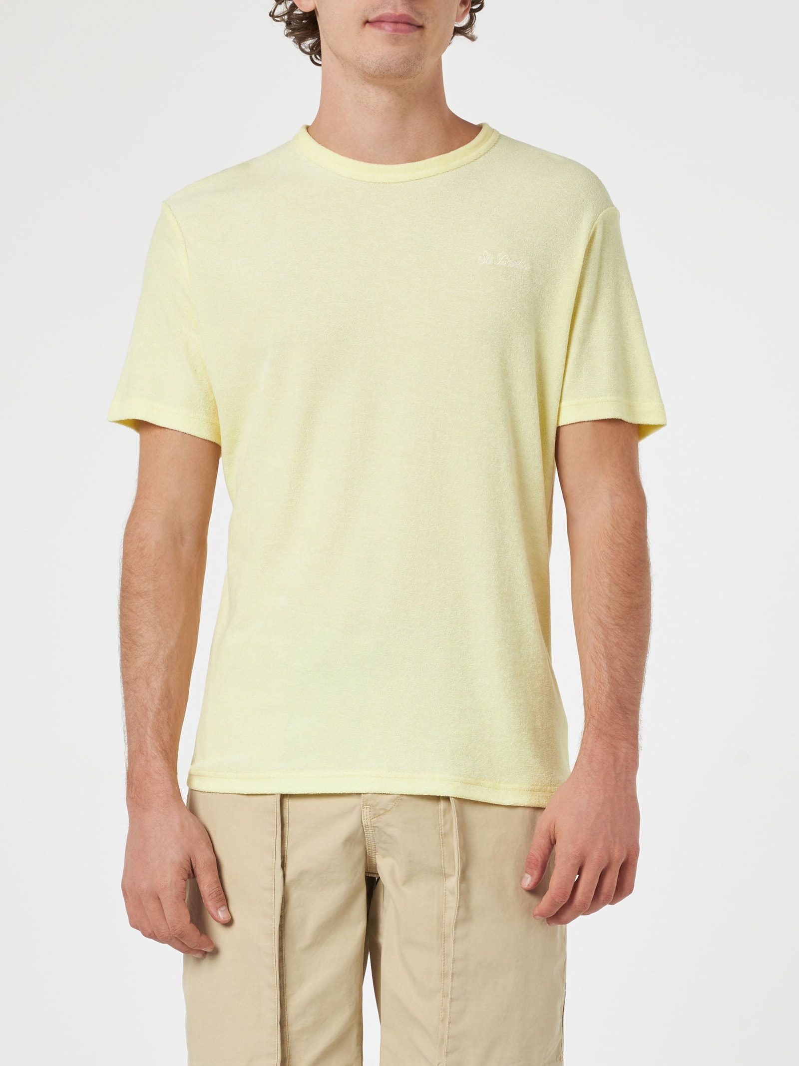 MC2 SAINT BARTH MAN YELLOW TERRY T-SHIRT GARY WITH ST. BARTH EMBROIDERY