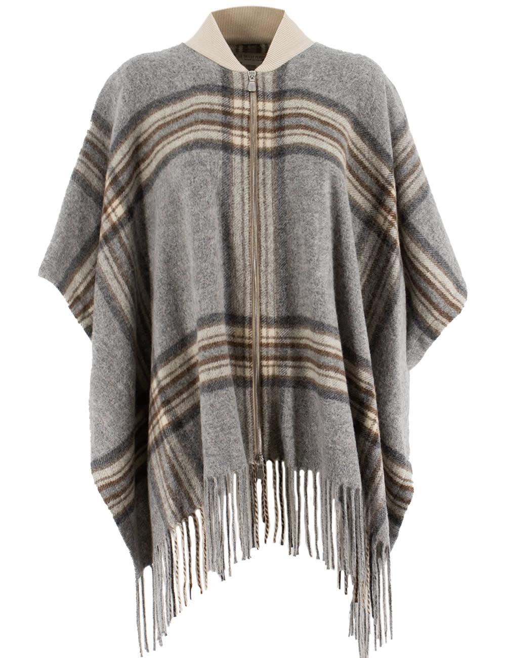 Shop Le Tricot Perugia Cape In Grey Iron Beige