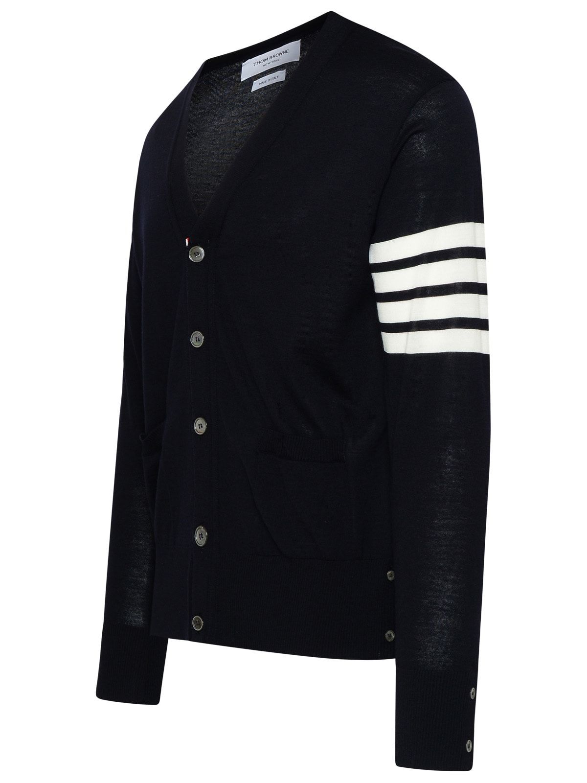 Thom Browne 4-bar Cotton Cardigan For In Navy