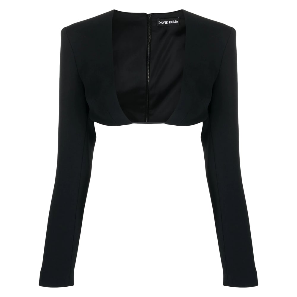 David Koma Plunging-neck Crop Top In Black