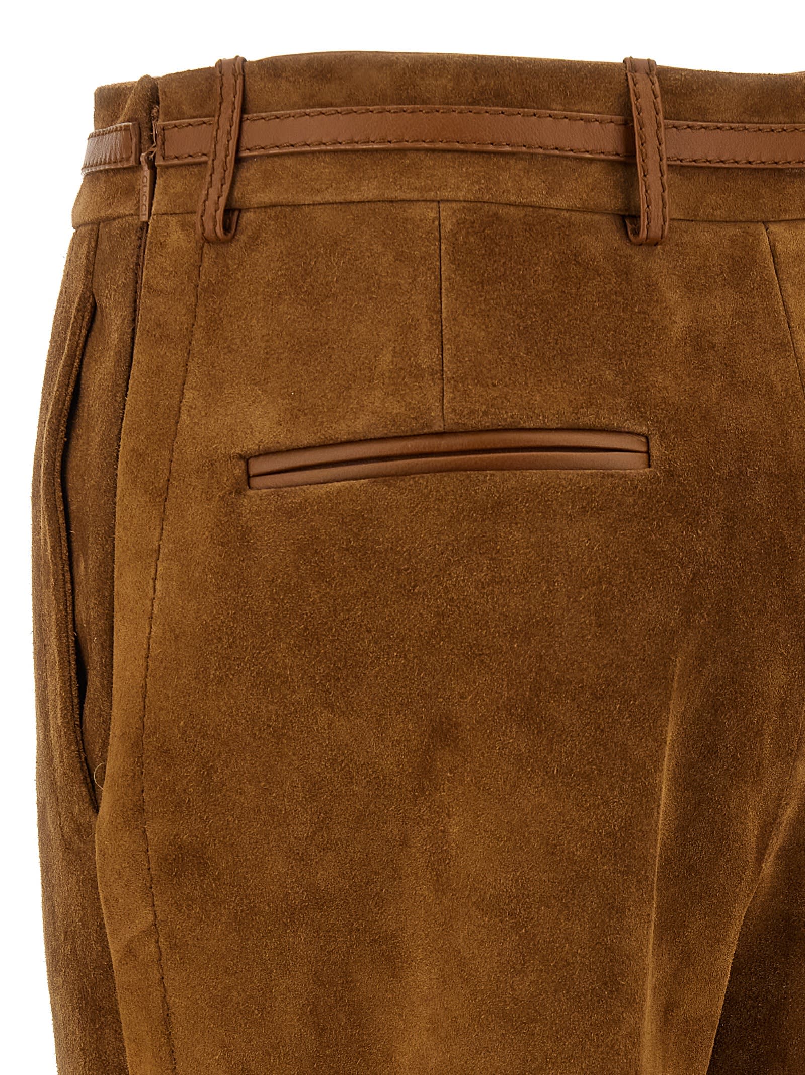 Gucci Horse Collar Button-down Trousers In Brown