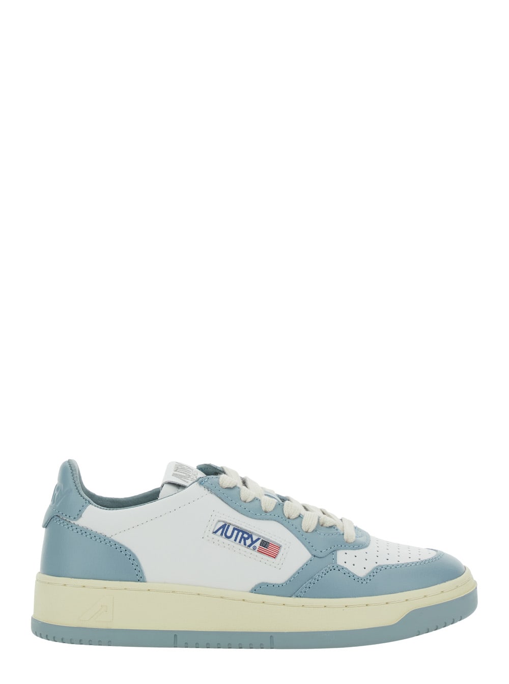 medalist Light-blue Low Top Sneakers With Logo Patch In Leather Woman