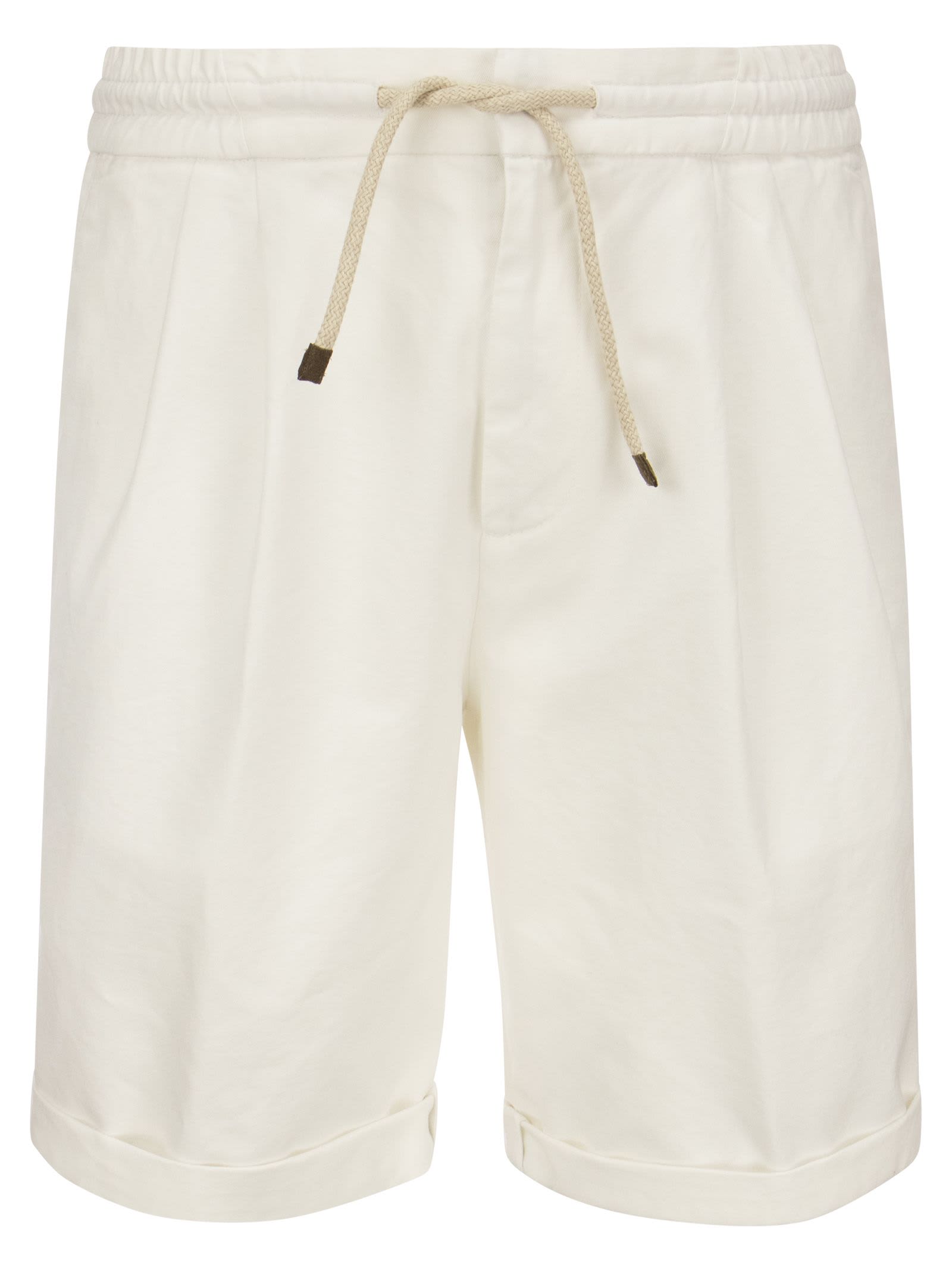 Brunello Cucinelli Cotton Bermuda Trousers With Drawstrings