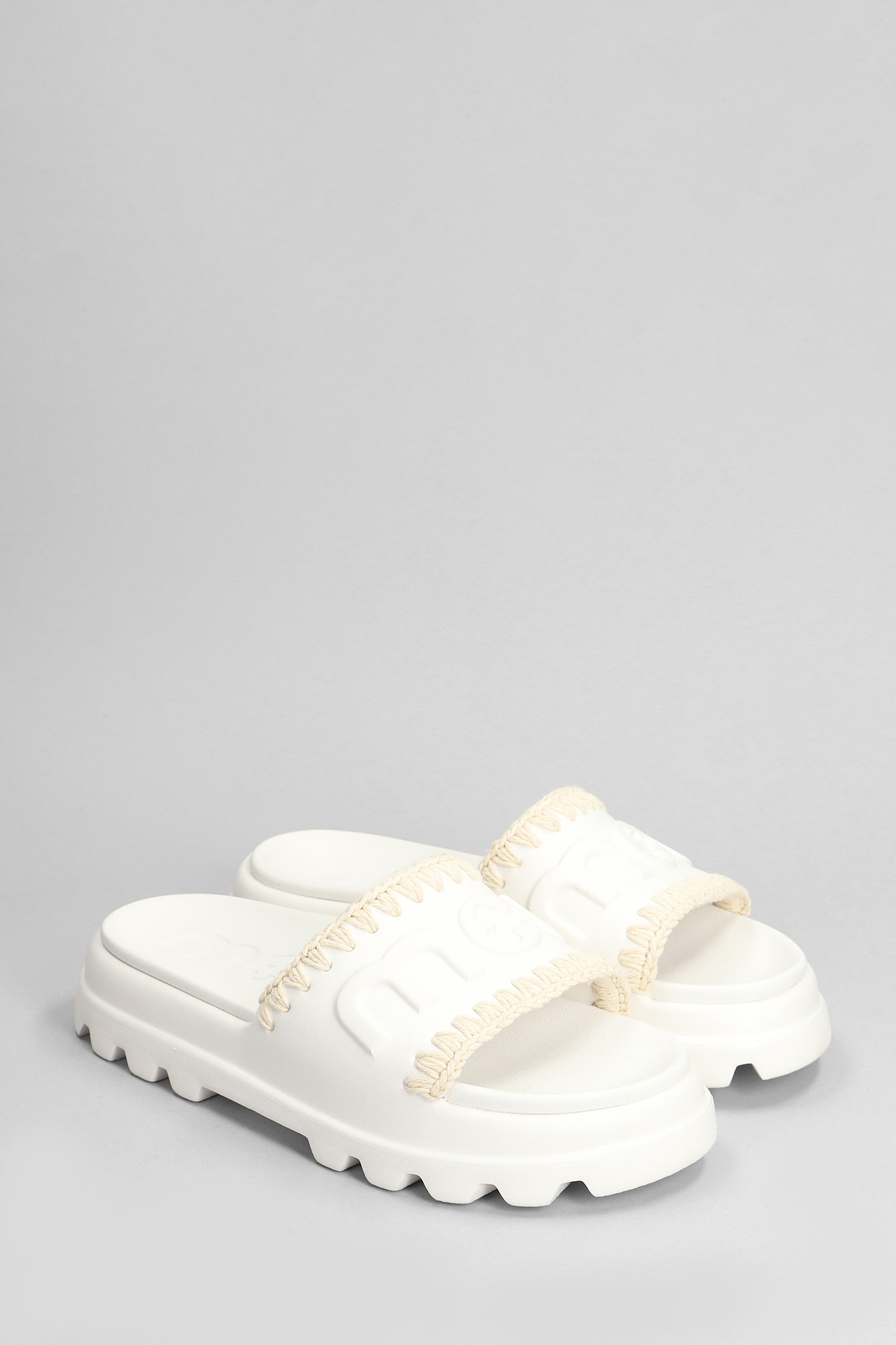 Shop Mou Eva Onepiece Flats In White Rubber/plasic
