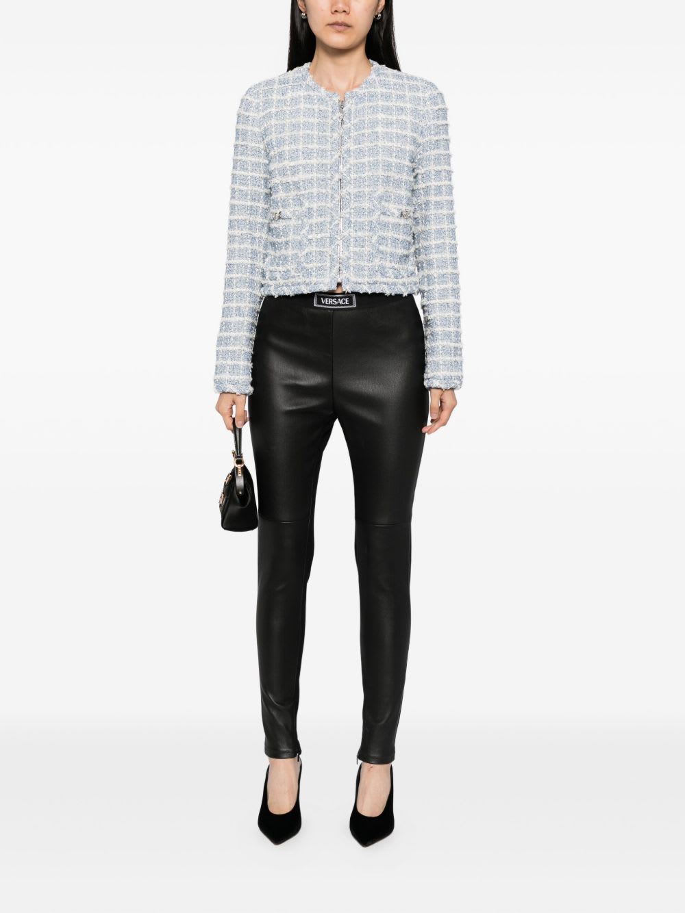 Versace Tweed Jacket In Blue