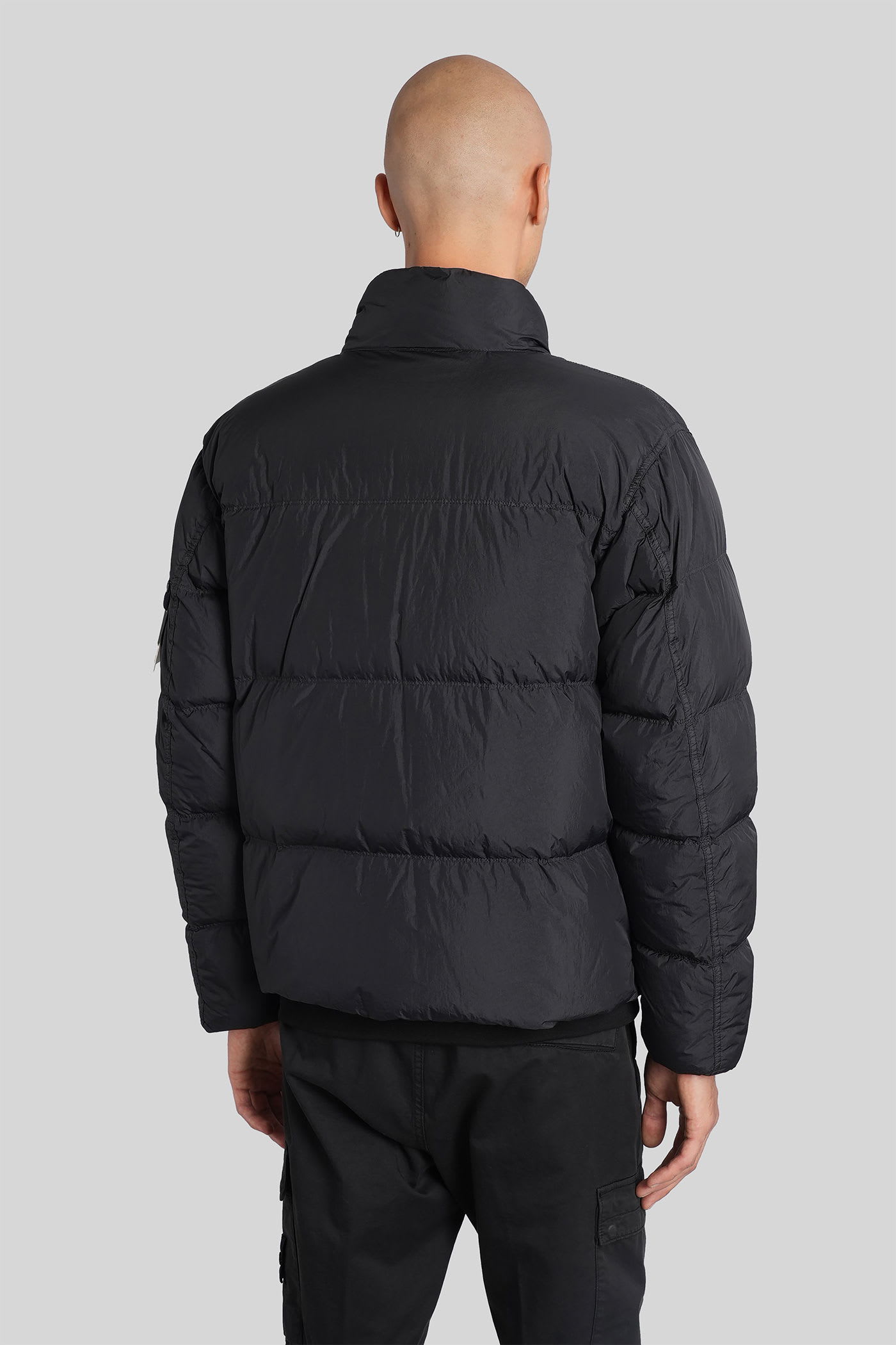 Stone Island Down Jacket In Lightweight Recycled Nylon Reps In Black