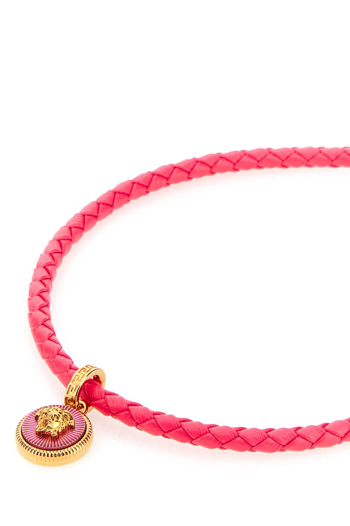 Versace Dark Pink Leather Necklace In 1po2v