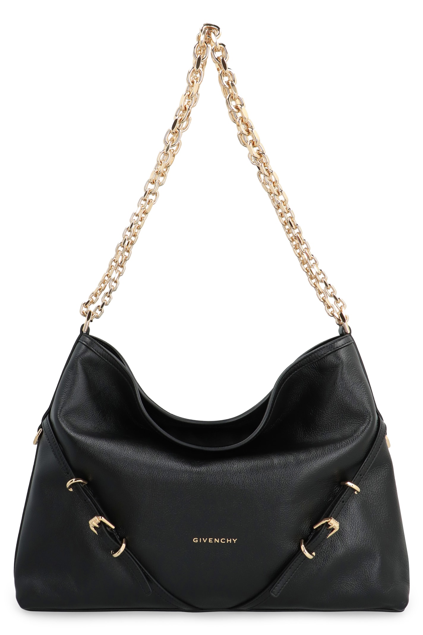 Givenchy Voyou Chain Leather Shoulder Bag In Black