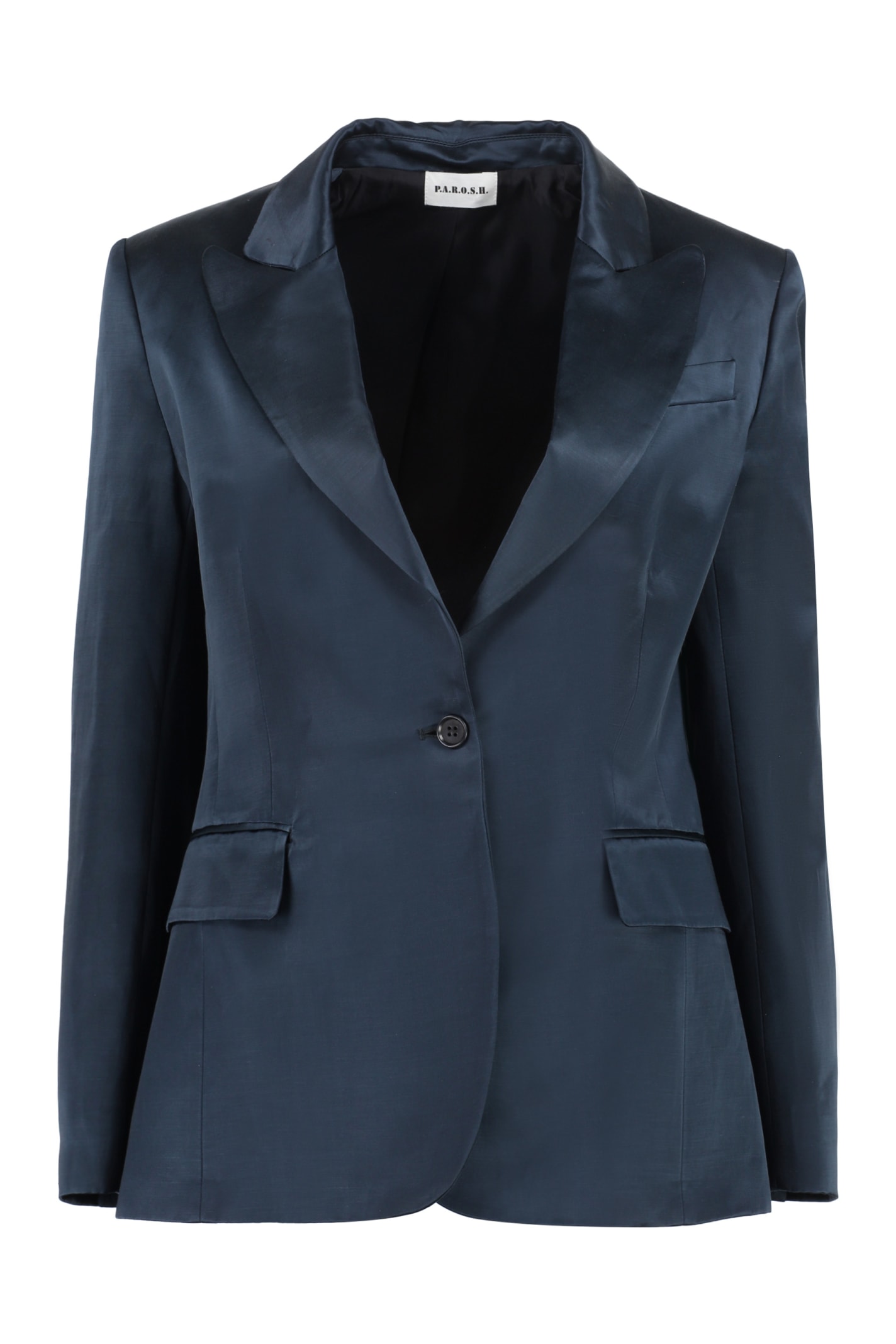 Shop P.a.r.o.s.h Blazer In Linen And Viscose In Blue