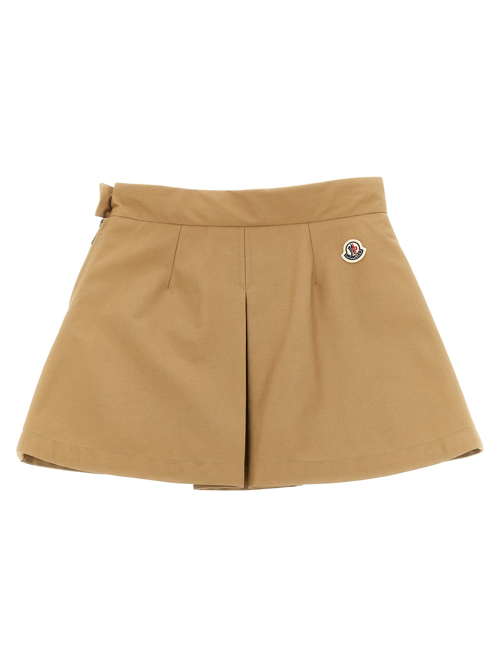 Moncler Jupe Plissée En Gabardine De Coton In Sand