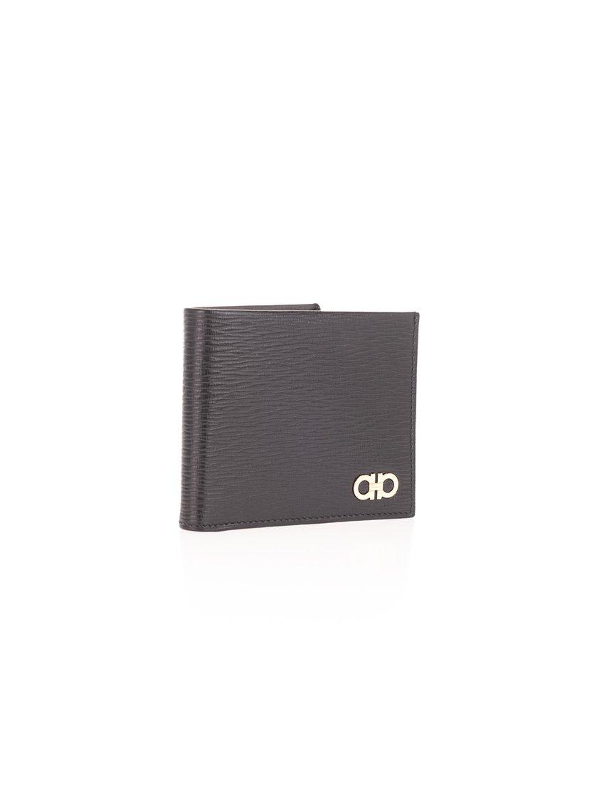 Shop Ferragamo Logo Plaque Bi-fold Wallet In Black
